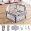 EAQ Baby Playpen Foldable, Playpen for Baby and Toddlers with Breathable Mesh Walls Fitted mat for Indoor and Outdoor