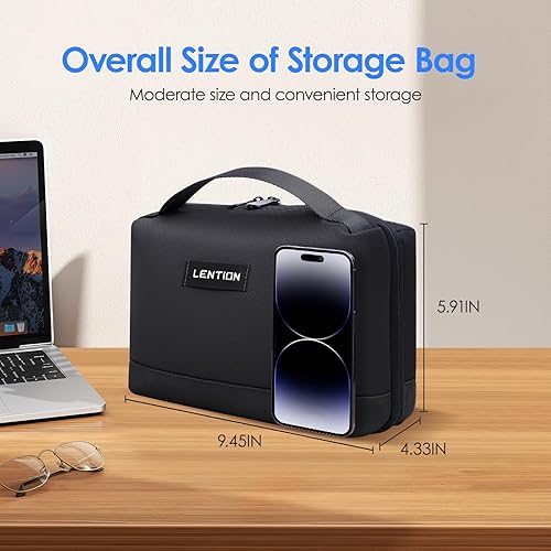 Miniatura 3 de LENTION Bolsa organizadora de electrónica, bolsa de cable para accesorios electrónicos, organizador de cables, resistente a los arañazos, a prueba