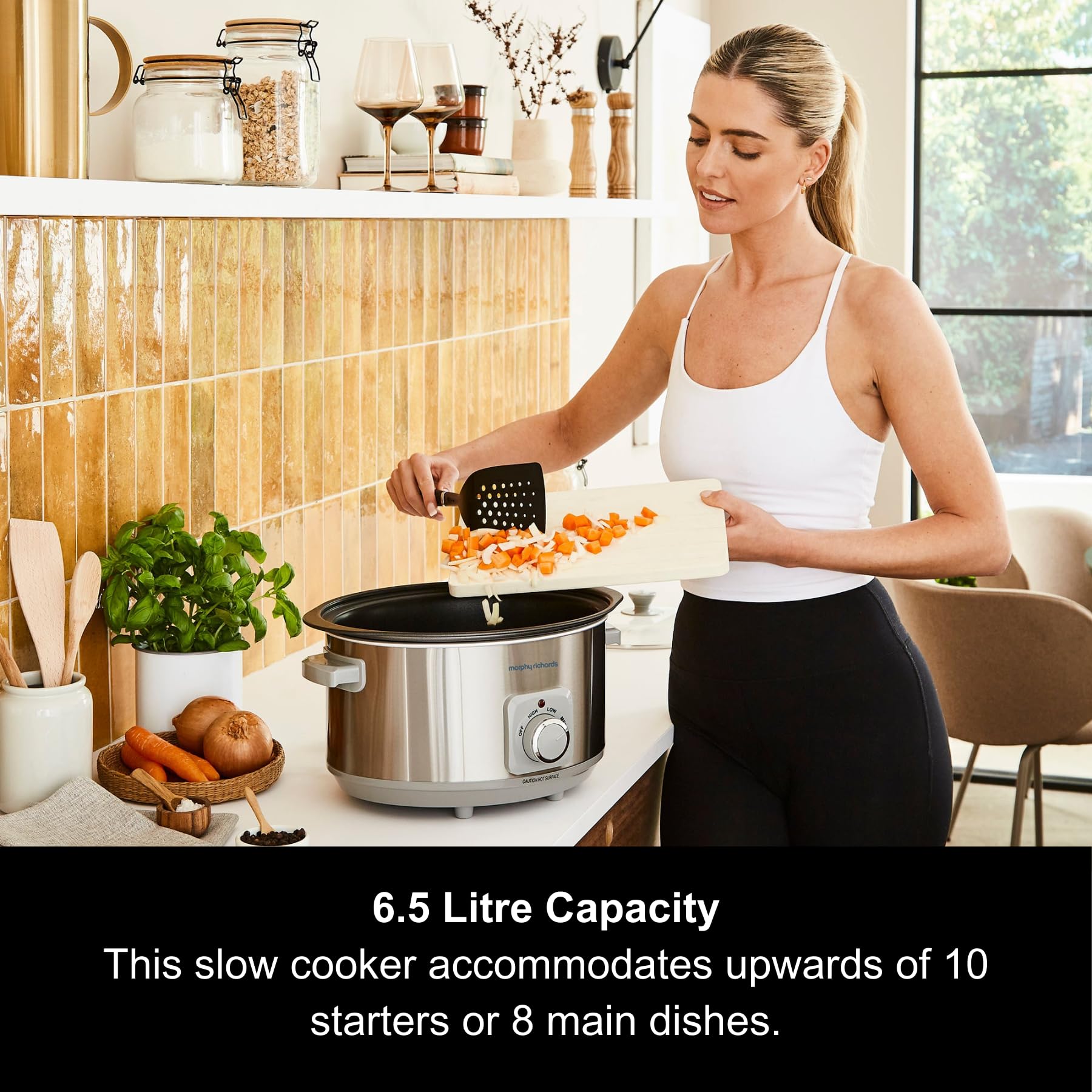 Morphy Richards 461014 Sear & Stew - Olla de cocina lenta de aluminio (6,5 L), solución de olla