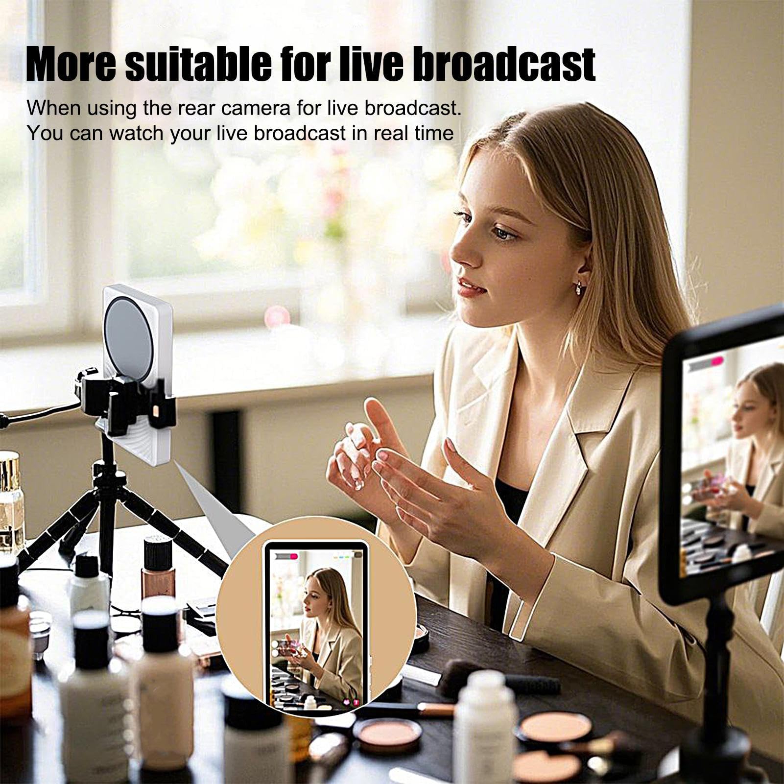 Monitor per Autoscatti Vlog Specchio per Telefono per Registrazione con | Accessorio Smartphone Senza Ritardo per Vlog, Foto, Video e Live Streaming