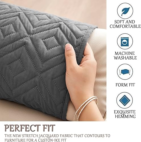 Miniatura 6 de Funda para Reposabrazos de Sofá, Funda para Reposacabezas de Silla Reclinable, Funda de Sillón con Bolsillos, Protector Acolchado Antideslizante de