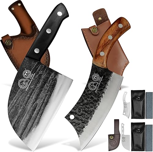 Miniatura 1 de XYJ Cuchillos de chef con mangas de transporte, cuchillo de sacrificio de carne de acero inoxidable de alto carbono, cuchillos de carnicero para