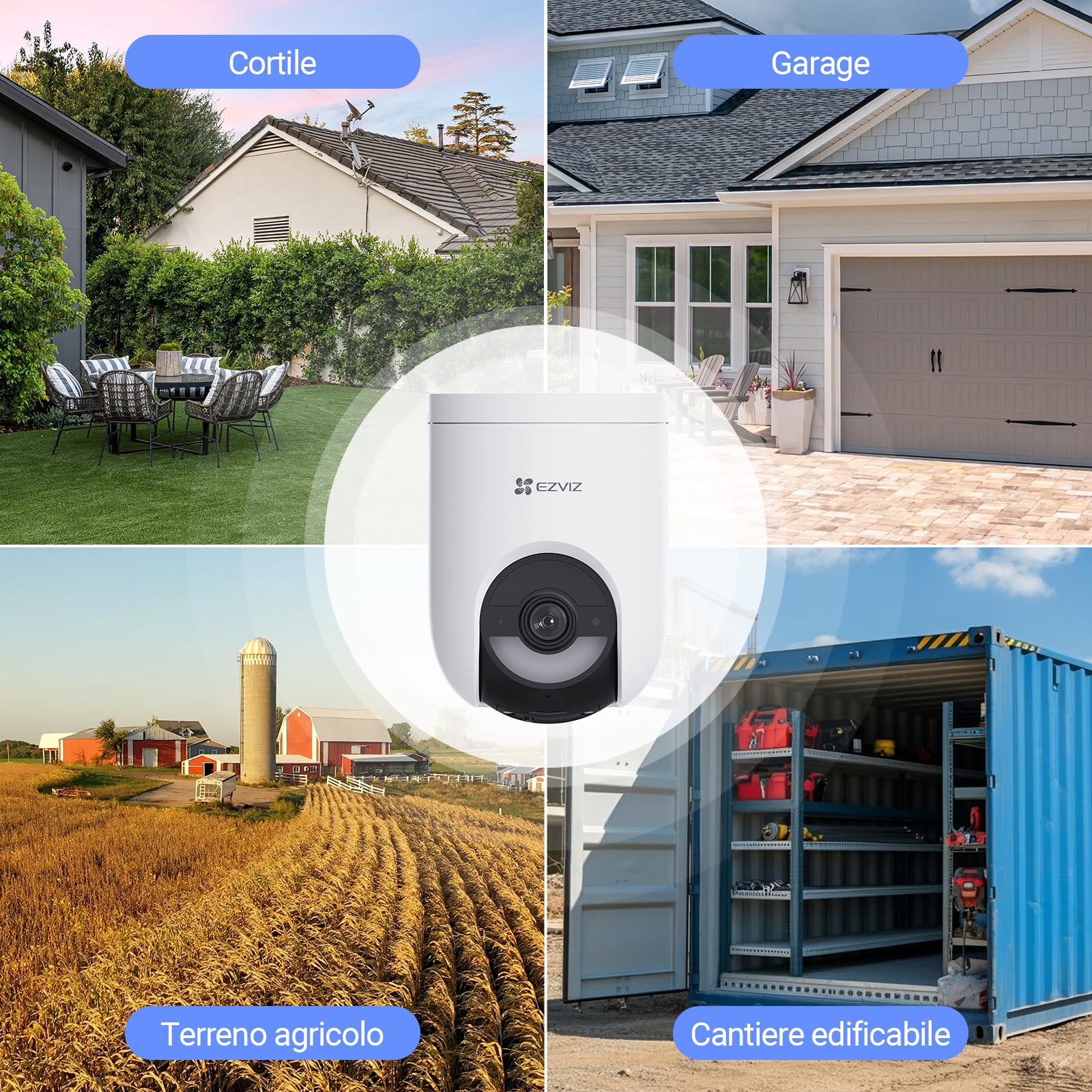 EZVIZ HB8 Lite 4G Telecamera Wi-Fi Esterno Senza Fili con Pannello Solare, Risoluzione 2K+, Scheda SIM Inclusa, Connettività 4G LTE & Wi-Fi 6, Modalità AOV, Rilevamento Umano/Veicoli, PTZ 360°