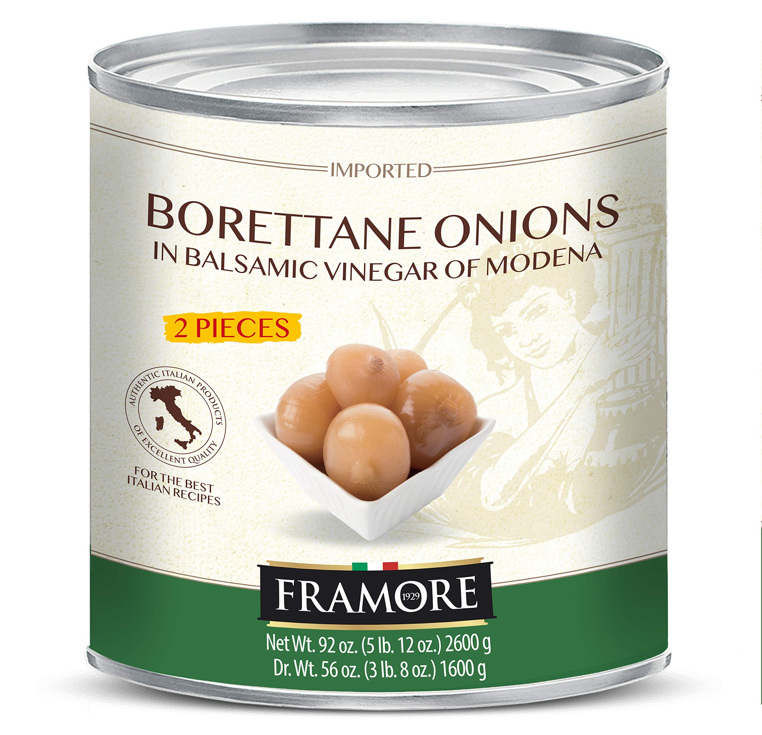 FRAMORE, Onions Borettane in balsamic vinegar 92 oz pack of two Imported from Italy