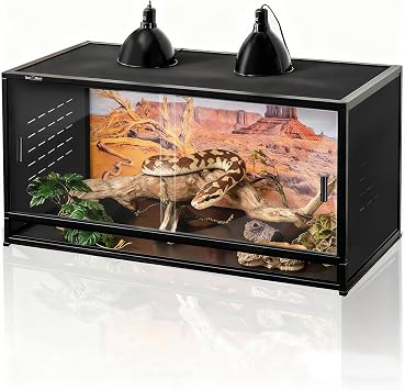 120 Gallon 4x2x2 PVC Reptile Enclosure, 48 x 24 x 24 Inch Habitat for Bearded Dragons, Ball Pythons and Snakes with Tempered Glass Doors and Lock
