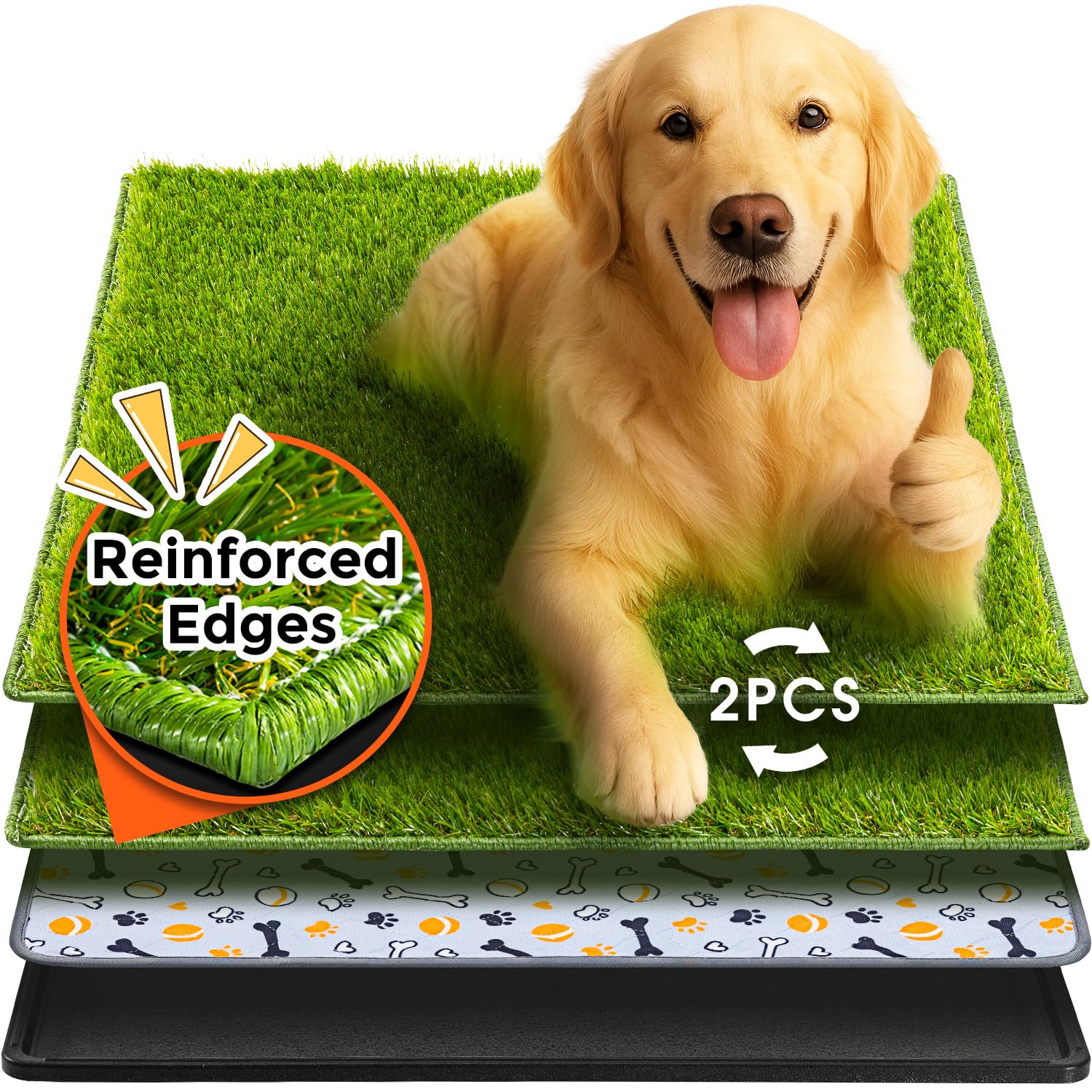 Hompet Hundegras großes Töpfchen, waschbar, Welpen-Urinierunterlage, künstliches Hundegras, Badezimmer-Rasen, für Haustier-Training, perfekt für drinnen und draußen, tragbares Töpfchen, Haustier-Klo