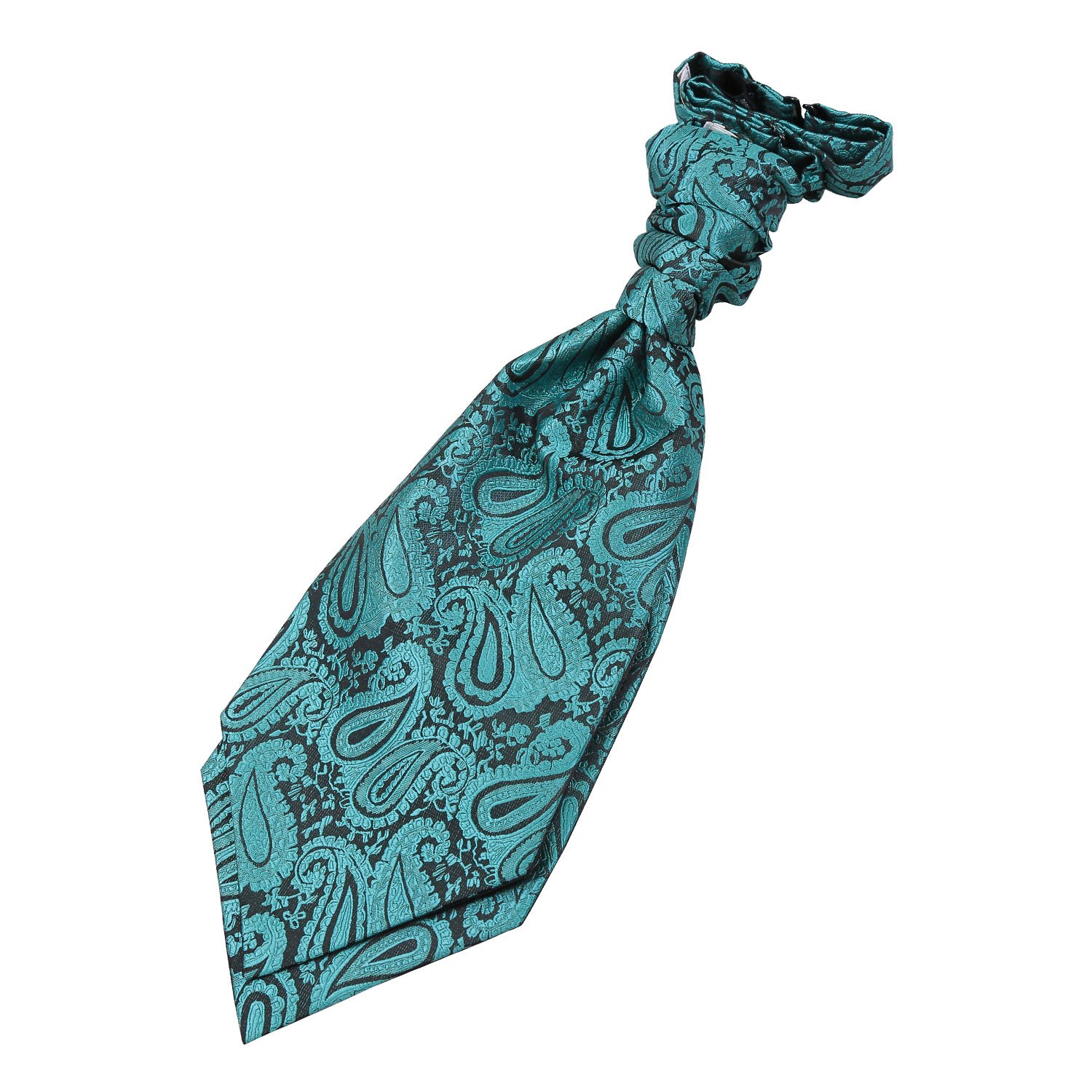 DQT Boys Paisley Floral Scrunchie Cravat – Pre-Tied Wedding Pageboy Formal Neckwear - Teal