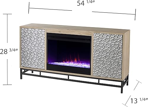 Vista 5 de SEI Furniture Hollesborne Soporte eléctrico para TV con chimenea con almacenamiento para televisores de hasta 50 pulgadas, llama LED que cambia