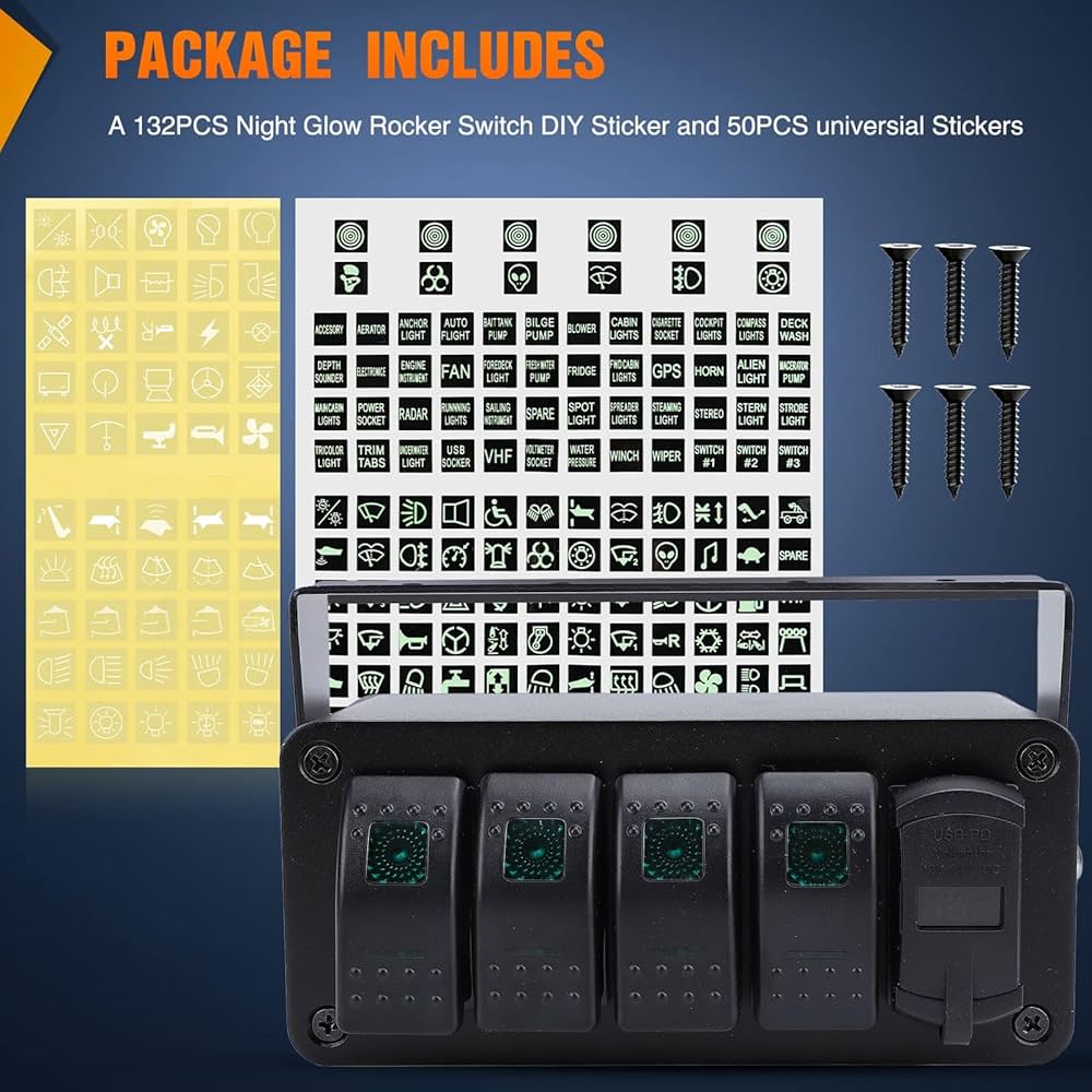 Gang スイッチ　コントロールパネル セット Amazon.co.jp: Nunz 6ギャングスイッチパネル、自動車用自動調光