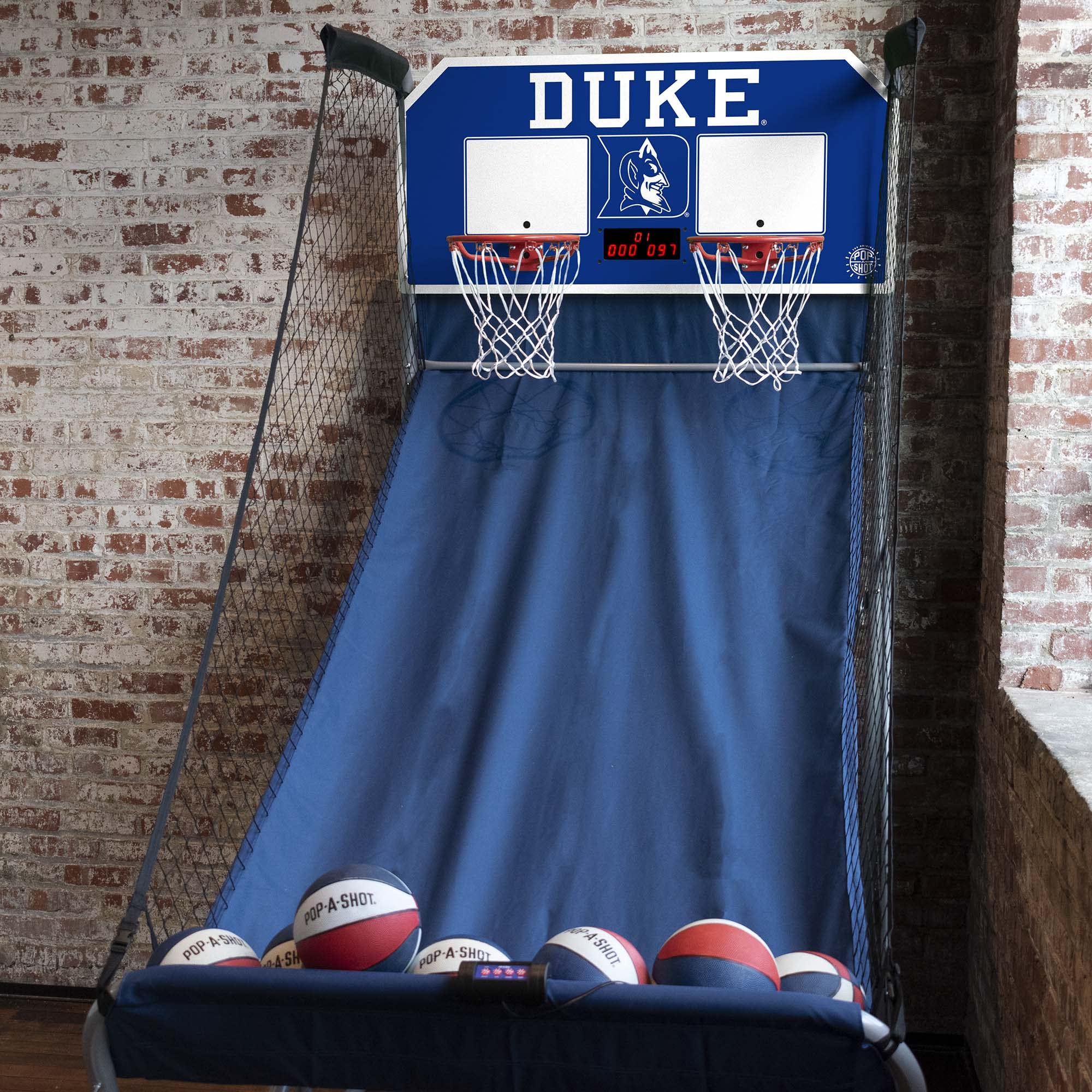 Pop-A-Shot - Home Dual Shot with Duke Blue Devils NCAA Graphics l Sensor Scoring l 16 Game Modes l 7 Balls l Foldable Storage l for All NCAA Fans