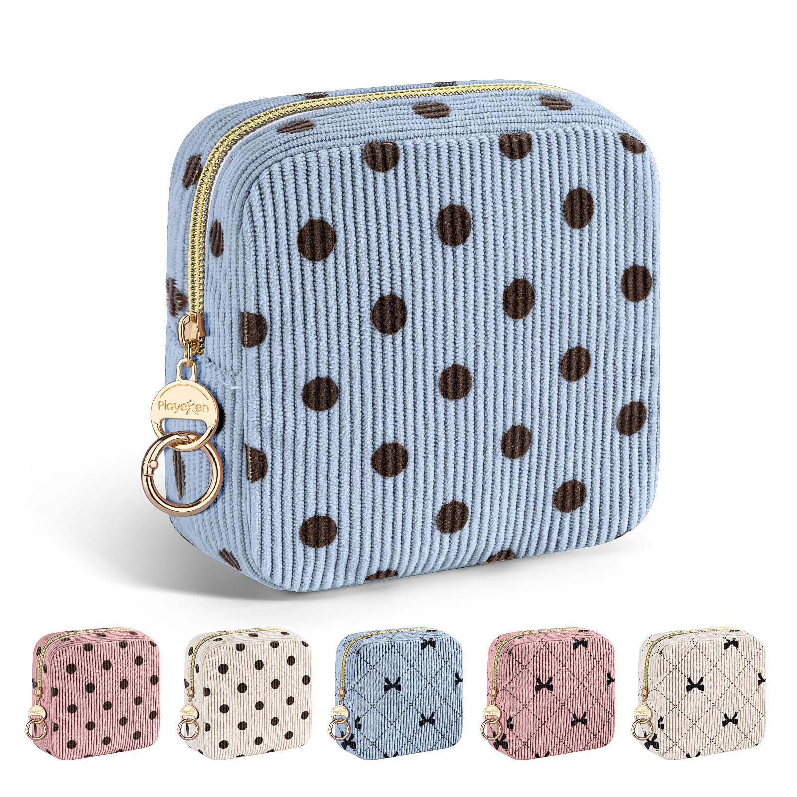 Corduroy Small Makeup Bag Mini Cosmetics Bag for Purse Small Travel Makeup Pouch for Women Birthday Wedding Christmas