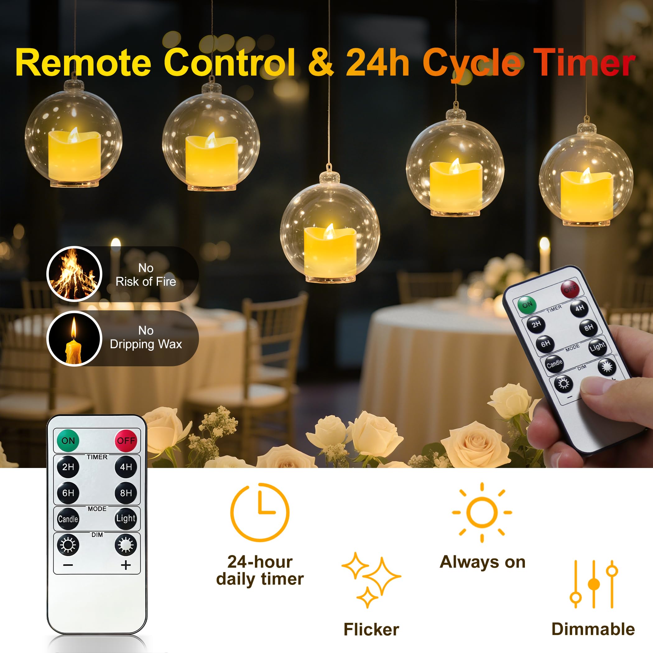 daphomeu 12 lumini a LED ricaricabili con telecomando e funzione timer, stazione di ricarica magnetica, funzionamento 100 H+, candele elettriche tremolanti per decorazioni natalizie e decorazioni da