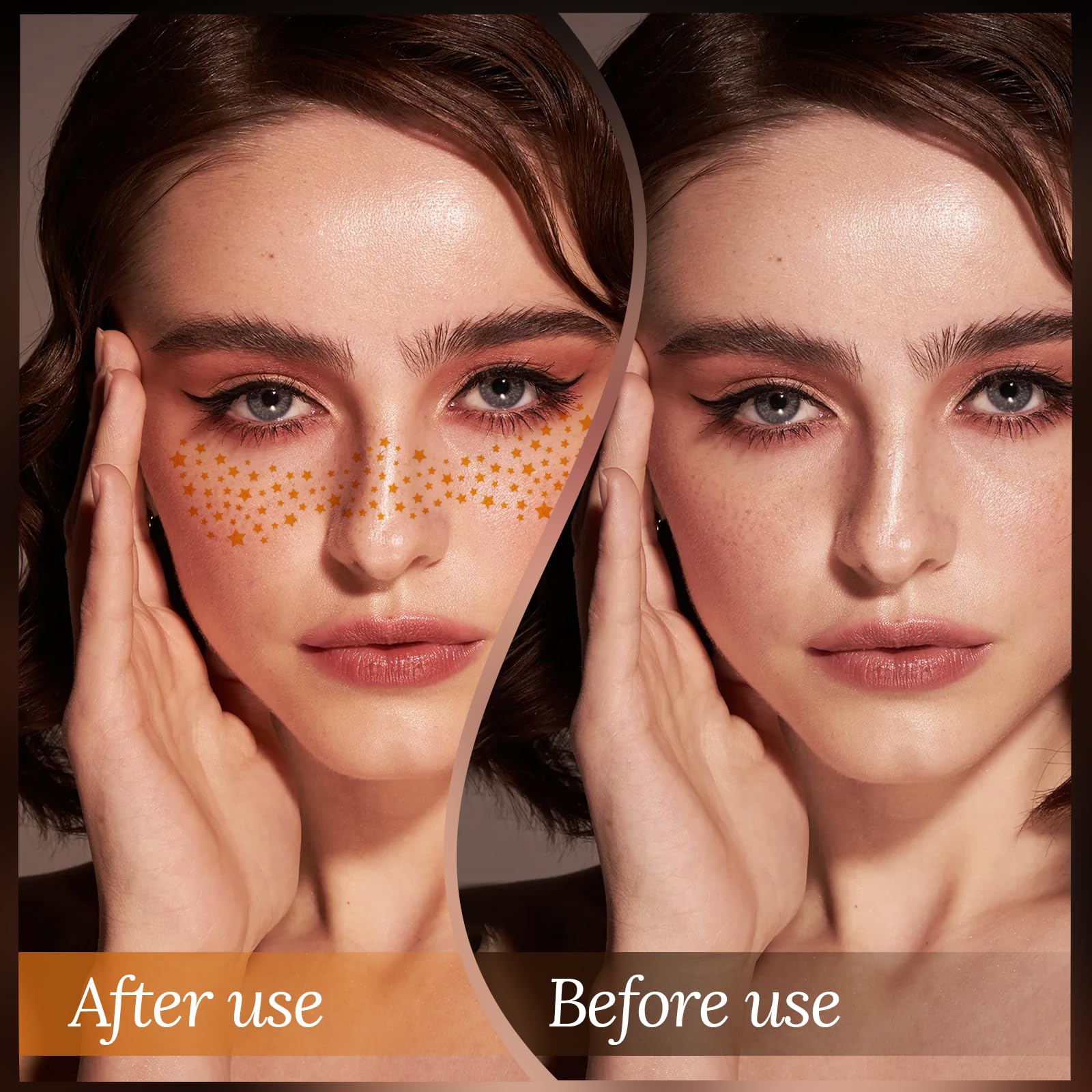 UICCVOKK 8 PCS Glitter Freckles,Face Tattoo,Sparkle Freckle,Temporary Tattoo,Gold Stardust Speckles,Sparkle Freckle Patches,Face Glitter Makeup Stickers Sets for Halloween,Music,Masquerade (Star) - Image 3