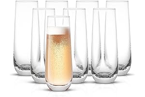 JoyJolt Milo Stemless Champagne Flutes 8-Piece Crystal Glasses Set