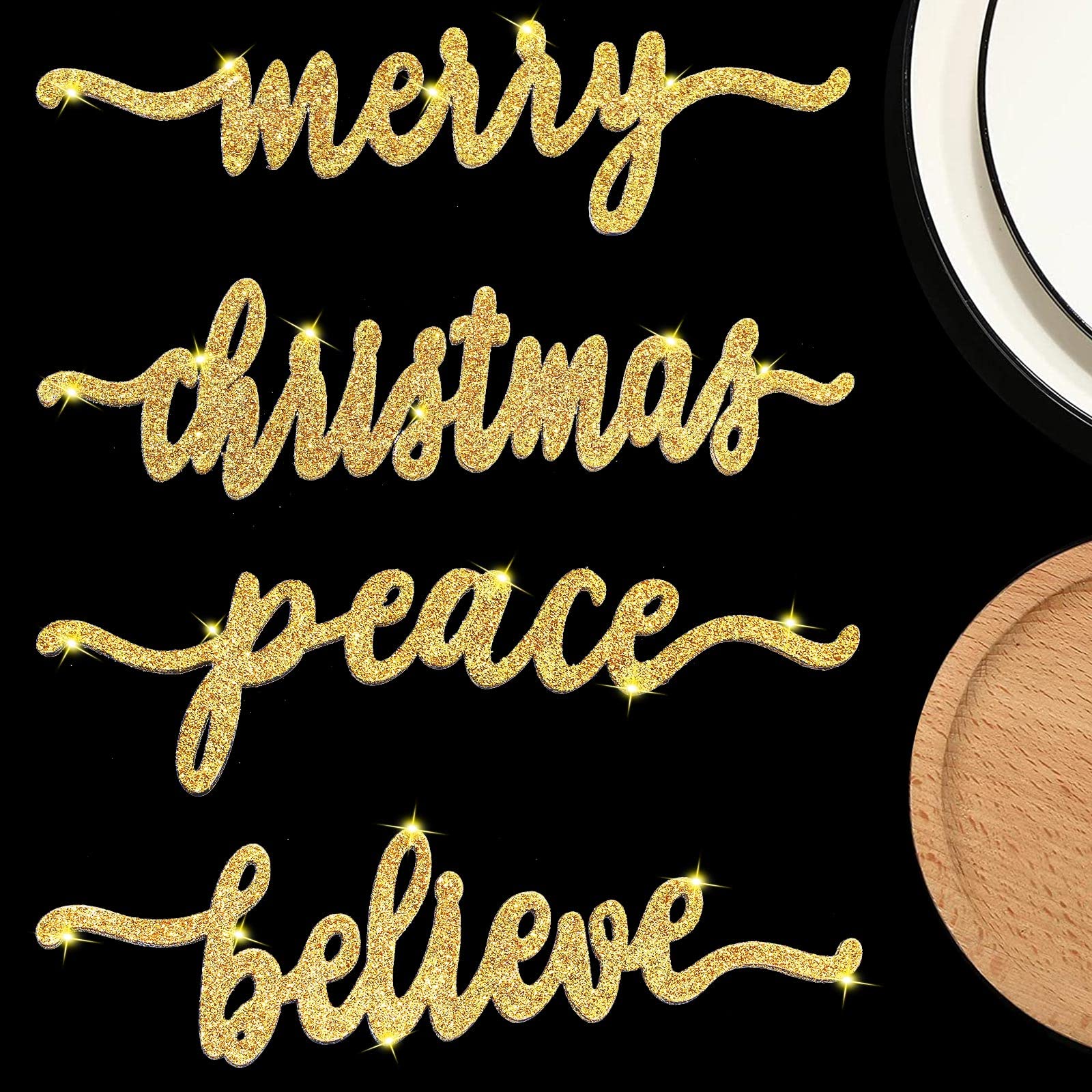 Amazon.com: Queekay 8 Pieces Christmas Wood Plate Letter Sign