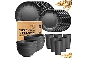 Stylish and Durable Black Dishes for Every Occasion: Teivio 24-Piece Wheat Straw Dinnerware