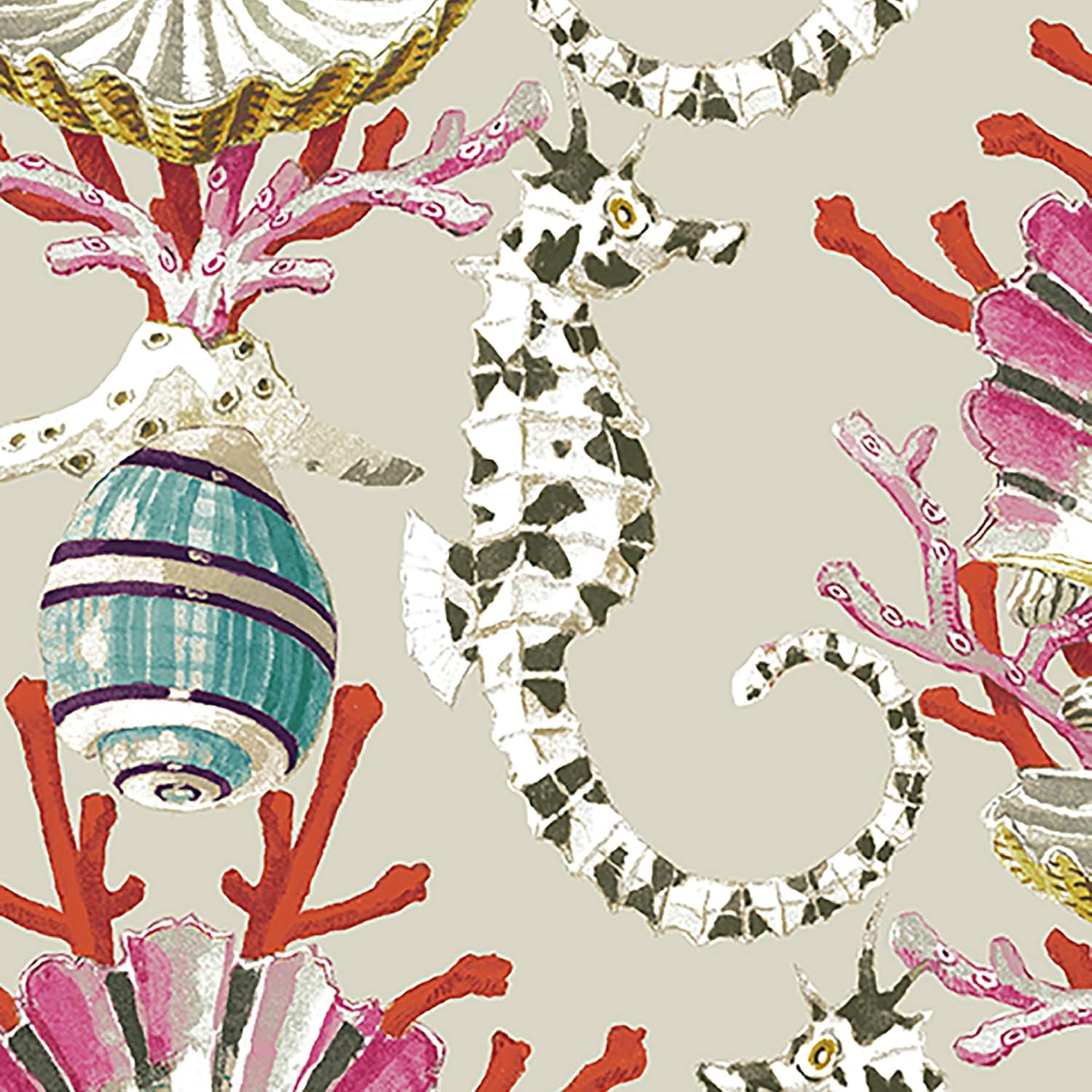 Surface Style Harrison Howard Coastal Toile Peel and Stick Wallpaper, Self Adhesive, Vinyl, 30.75 Sq Ft Coverage (Mariner's Song Collection, Aquarium)