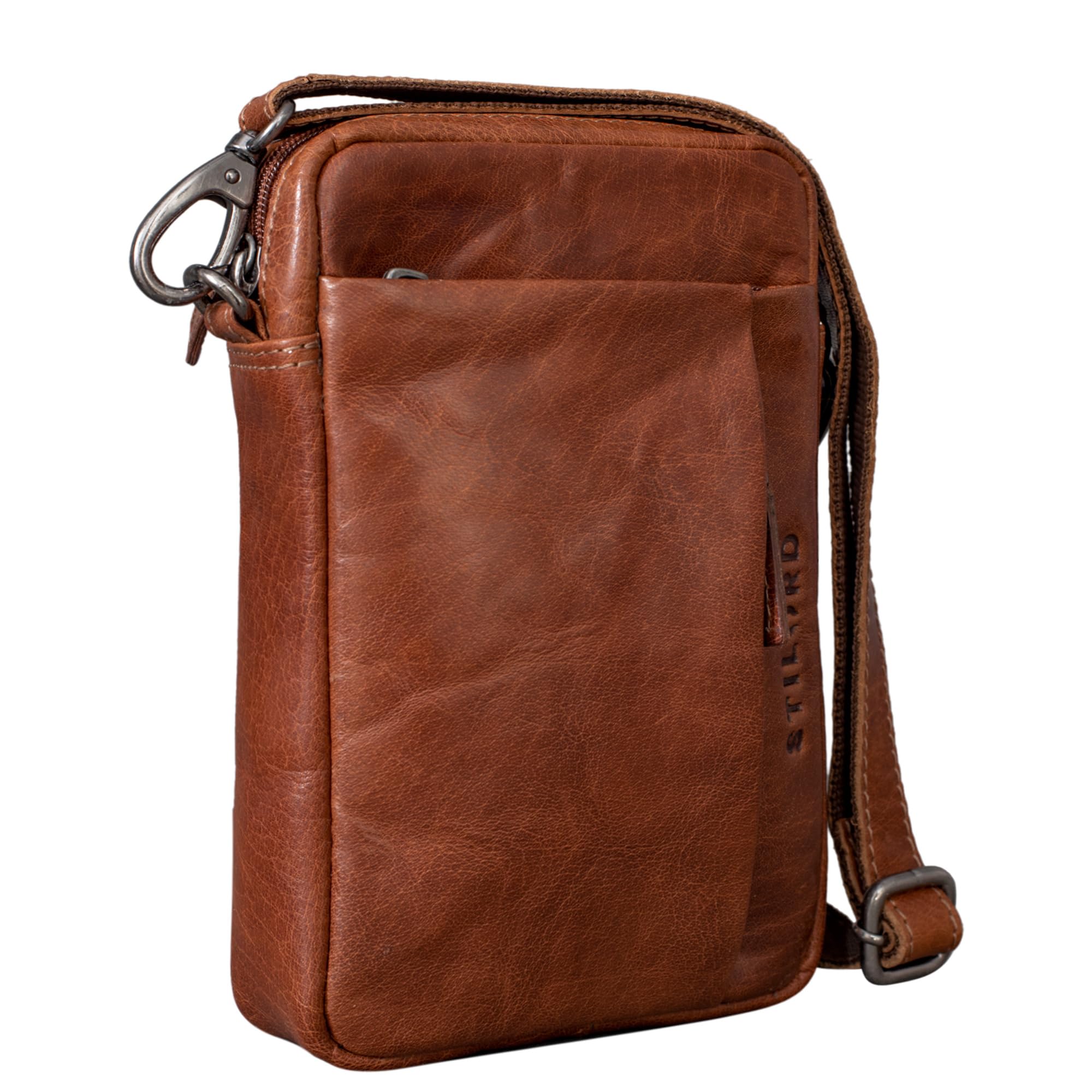 STILORD "Fiete" Borsello uomo in pelle piccolo Borsetta a tracolla Porta oggetti Borsa da viaggio per Tablet 7 pollici per cellulare in cuoio vintage Colore:nero