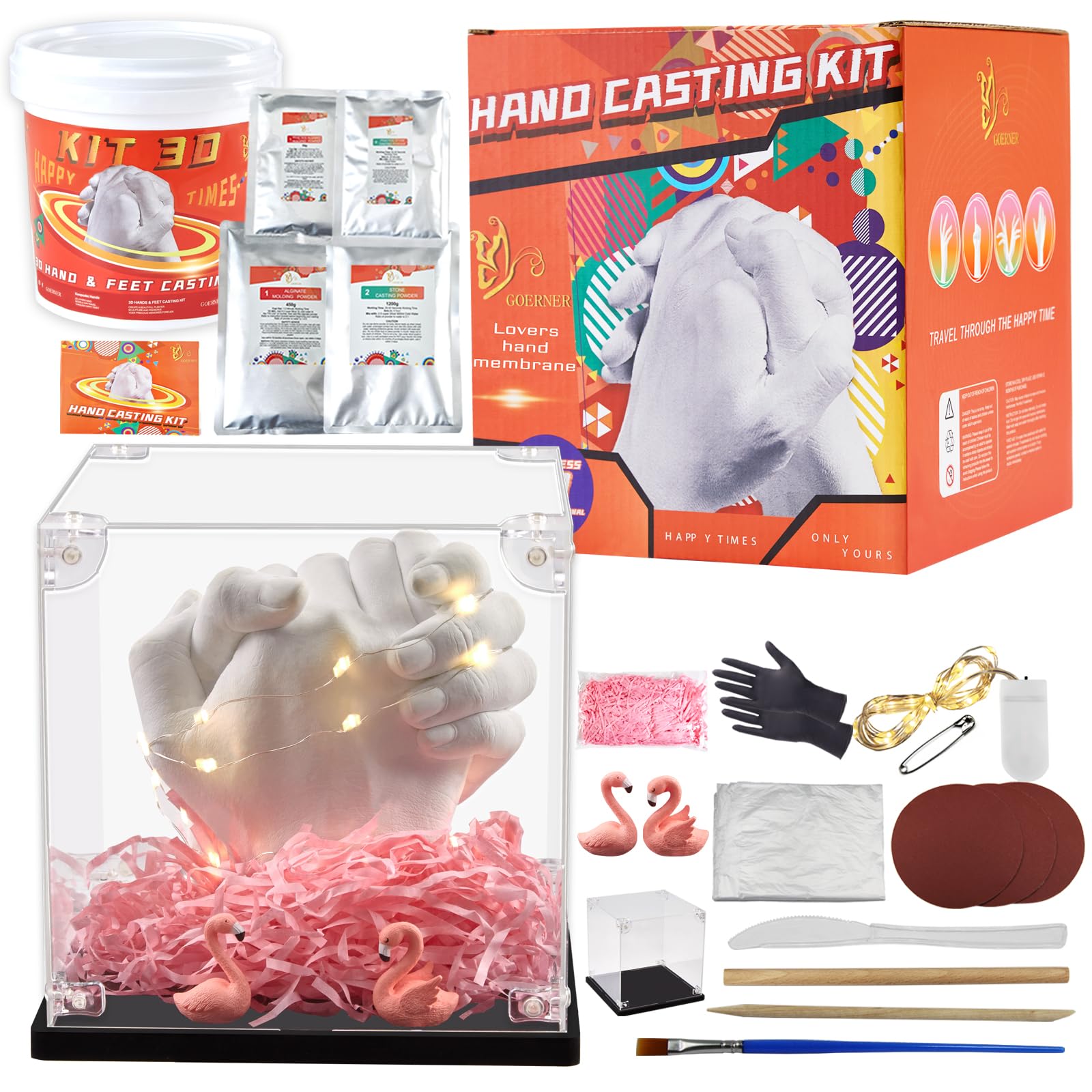 GoernerHand Casting Kit Couples, Plaster Hand Mold Casting Kit, Molding Kits for Adults, Kids, Valentines Day Gifts, DIY Kits for Birthday, Husband, Wife Gifts,Thanksgiving Gift