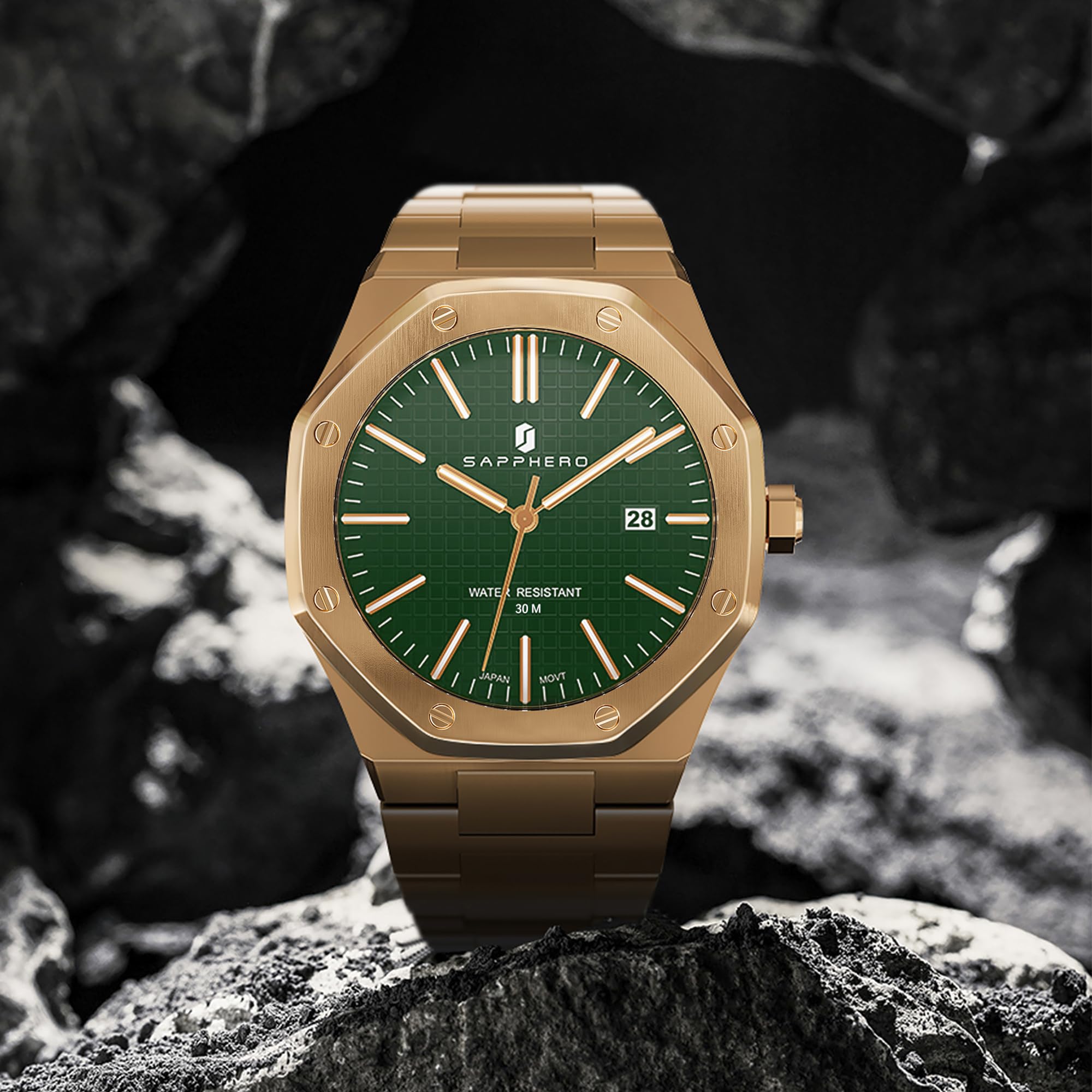 SAPPHERO Orologio Uomo Impermeabile 30M Al Quarzo Argento Cinturino Acciaio Inox Data Calendario Nero Blu Uomini Orologi Regali da Polso per gli Uomini