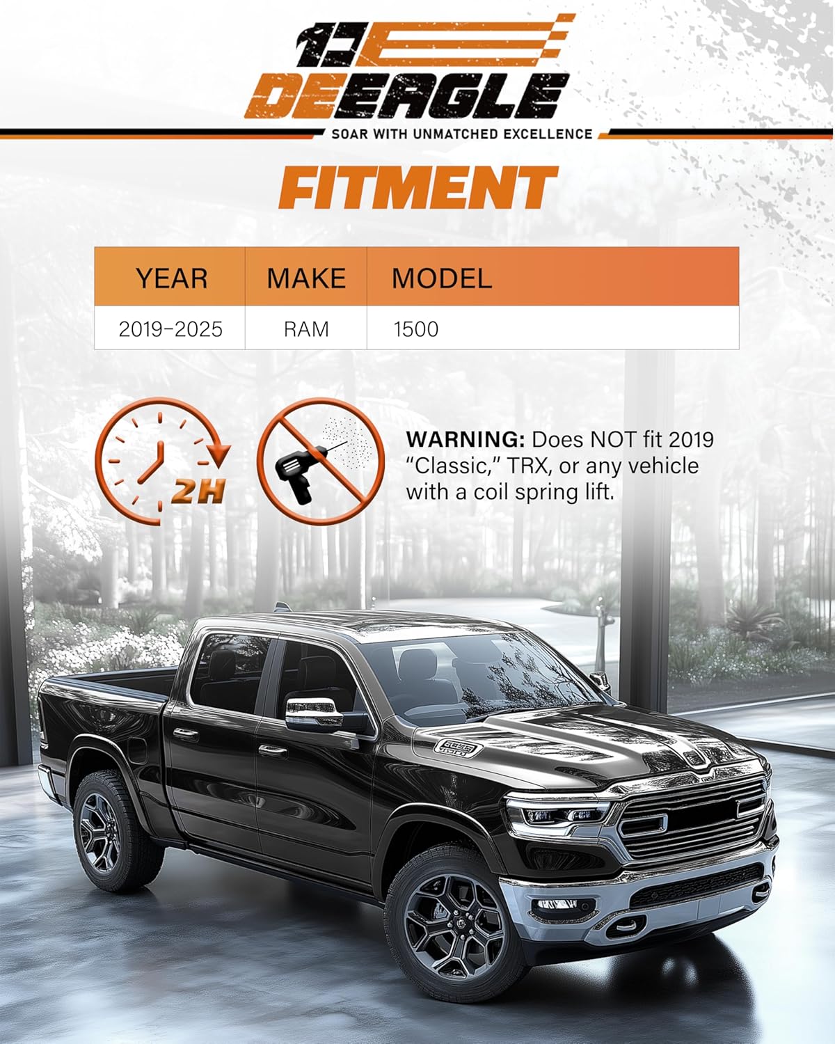 DEEAGLE Air Helper Spring Bags Suspension Kit for 2019 2020 2021 2022 2023 2024 2025 2026 Ram 1500, 60828HD Rear Air Bags Kit, 2100Lbs of Load Leveling Capacity