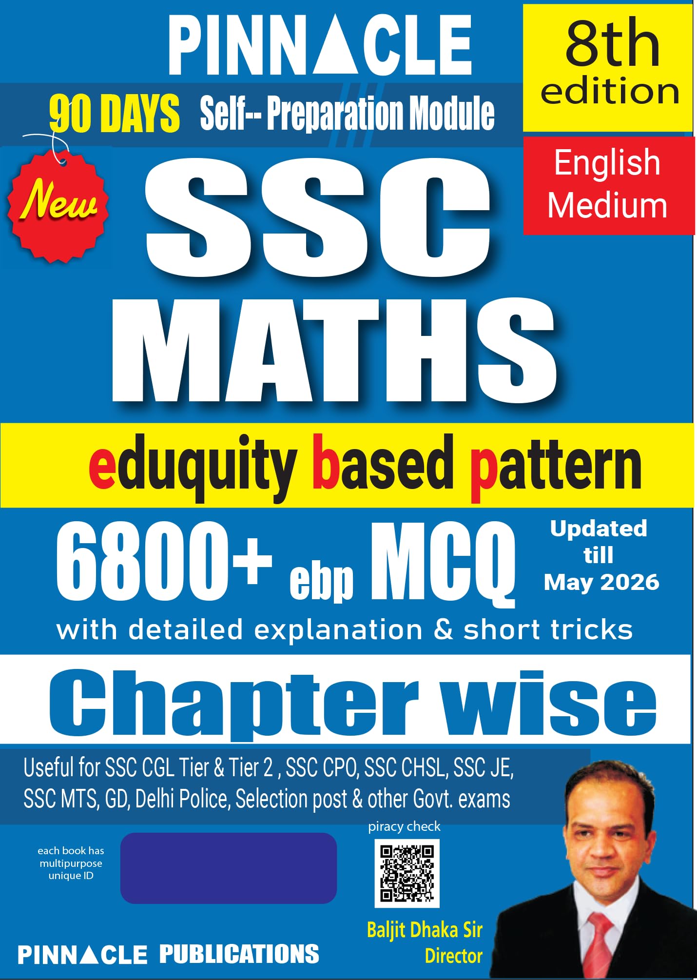 Pinnacle Publications SSC Maths 6800+ MCQ PYQ 2026-27 8th Edition - Image 1