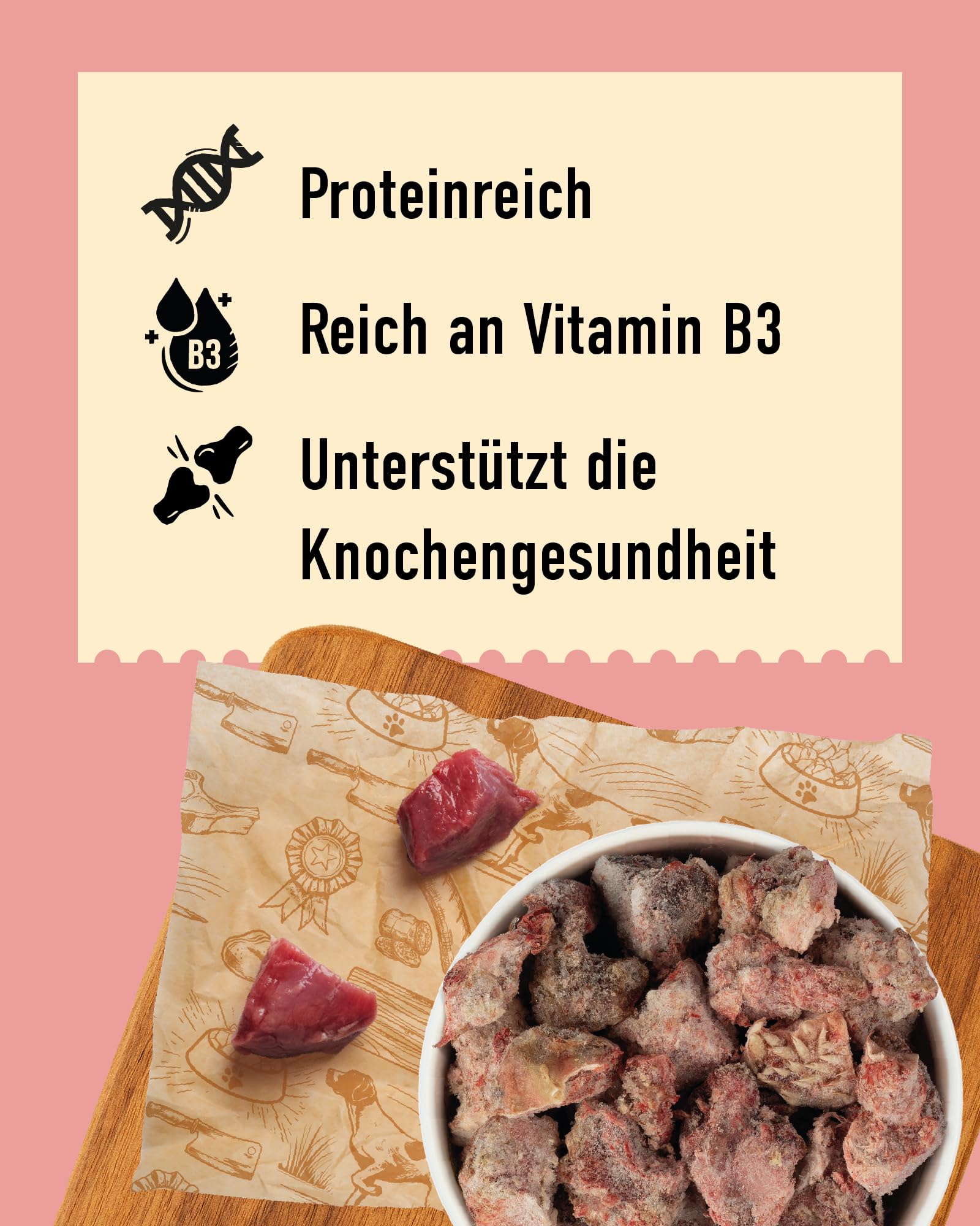 DIBO Kopffleisch, 9 x 2.000g-Beutel, Tiefkühlfutter, gesunde, natürliche Ernährung für Hunde, Hundefutter, Barf, B.A.R.F.
