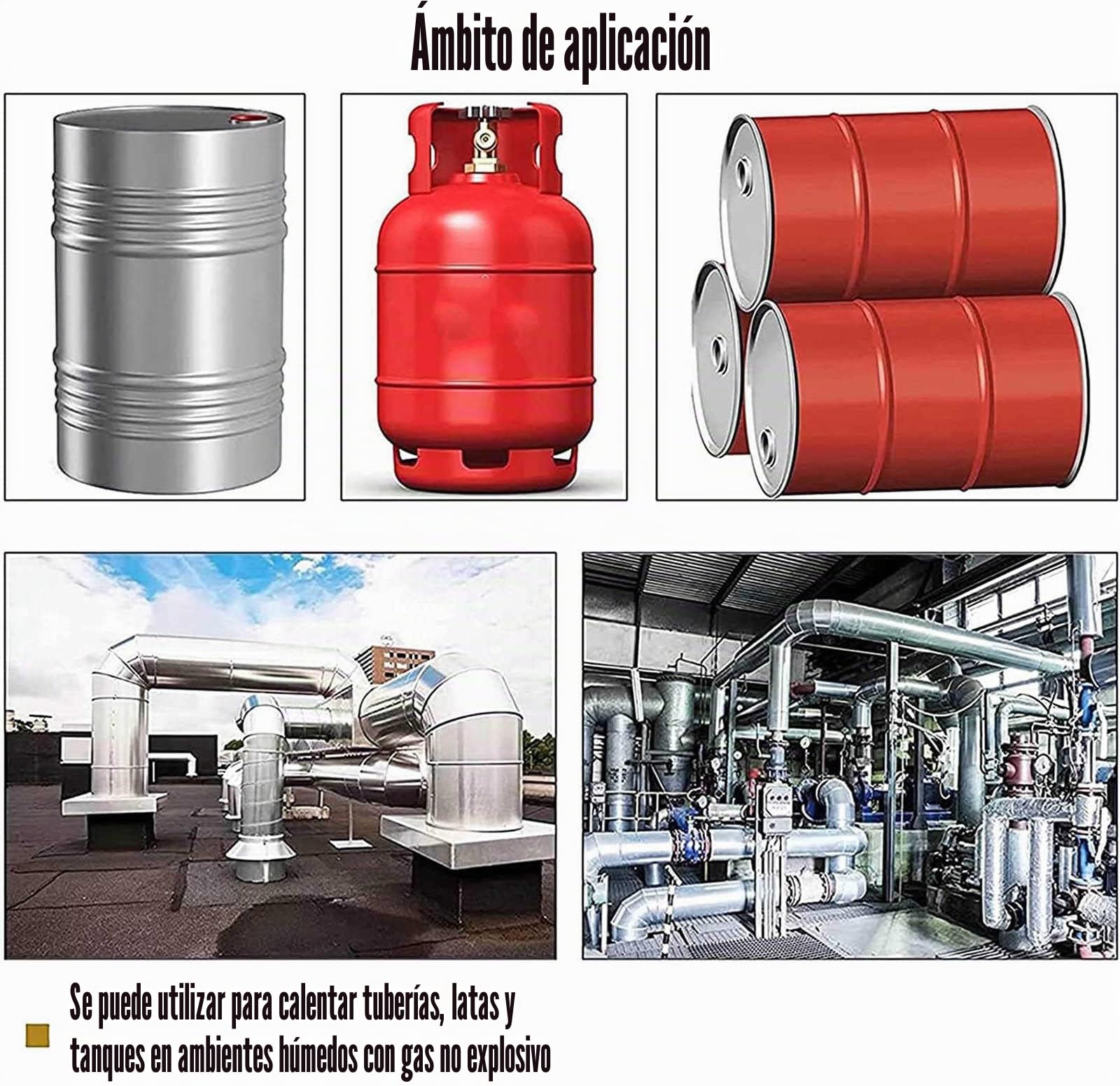 Manta Calefactora para Bidones,Calentador De Tambor De Metal,Calentador De Banda De Barril De Silicona,Silicona Calentador De Cubos Miel,para Tanques Propano TuberíAs