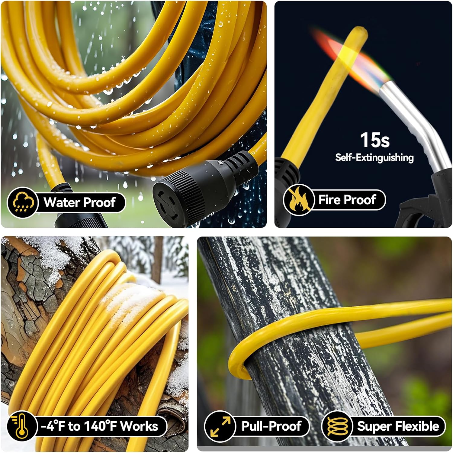 ELEGRP 30 Amp Generator Extension Cord 10 Feet with Pre-Drilled Inlet Box, NEMA L14-30P to L14-30R 10 Gauge SJTW Generator Cord Waterproof Combo Kit, UL Standard Compliant