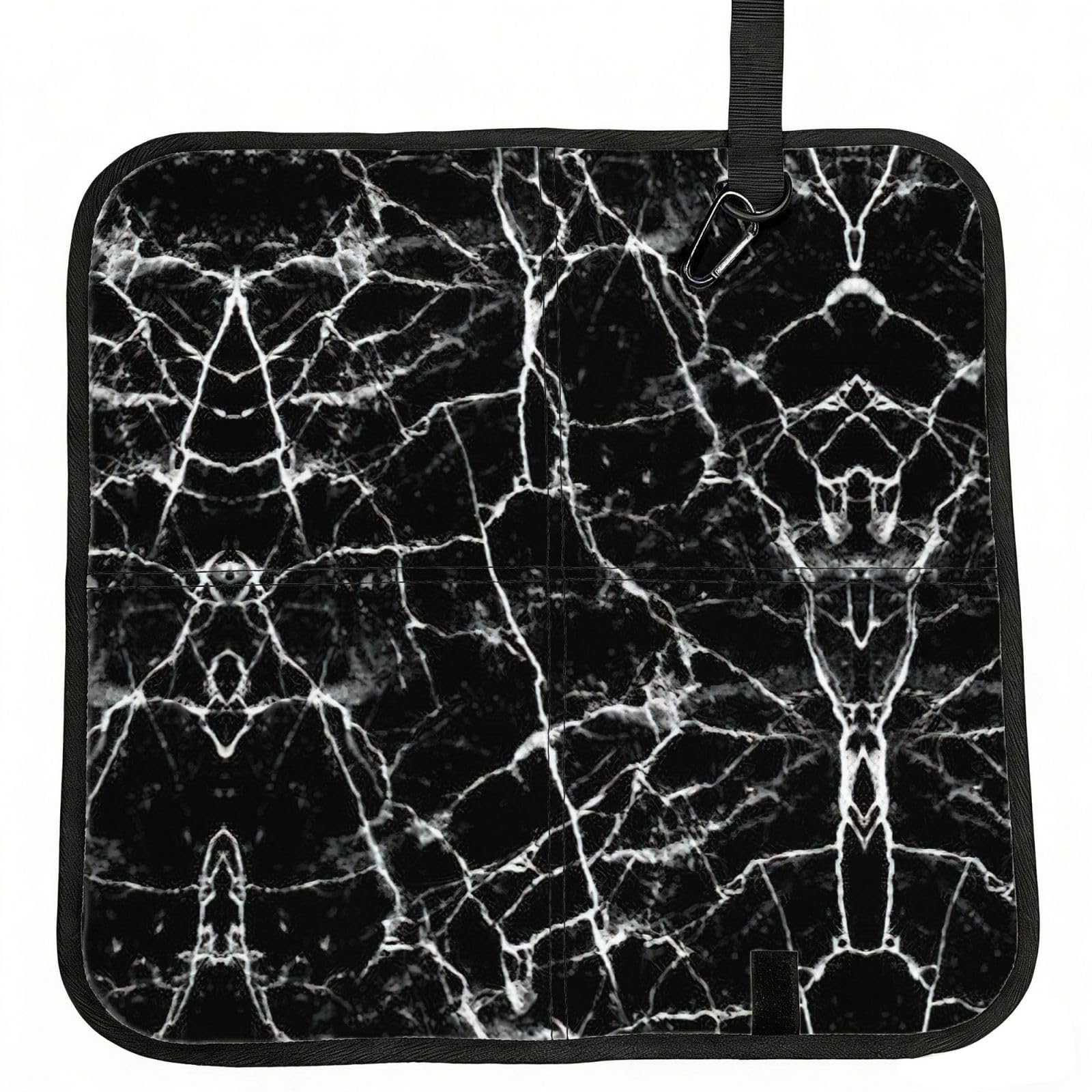 VCzsdff Black Marble Print Portable Seat Cushion Folding Bleacher Pad Compact Picnic Sitting Mat Polyester 40cm