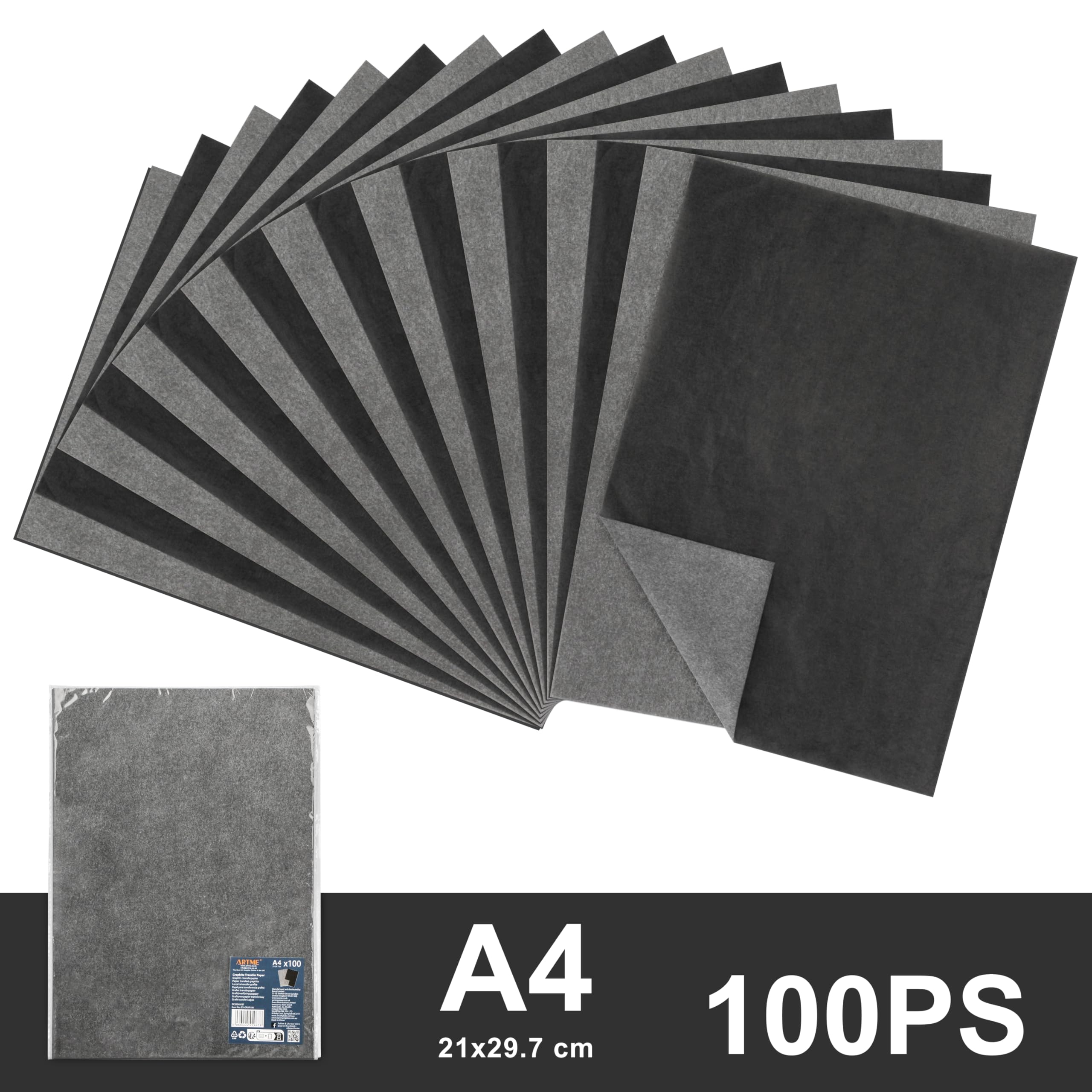ARTME Transfer Paper, A4 Size, 100 Sheets, Graphite Carbon Transfer Not Erasable (A4 x 100) - Image 2