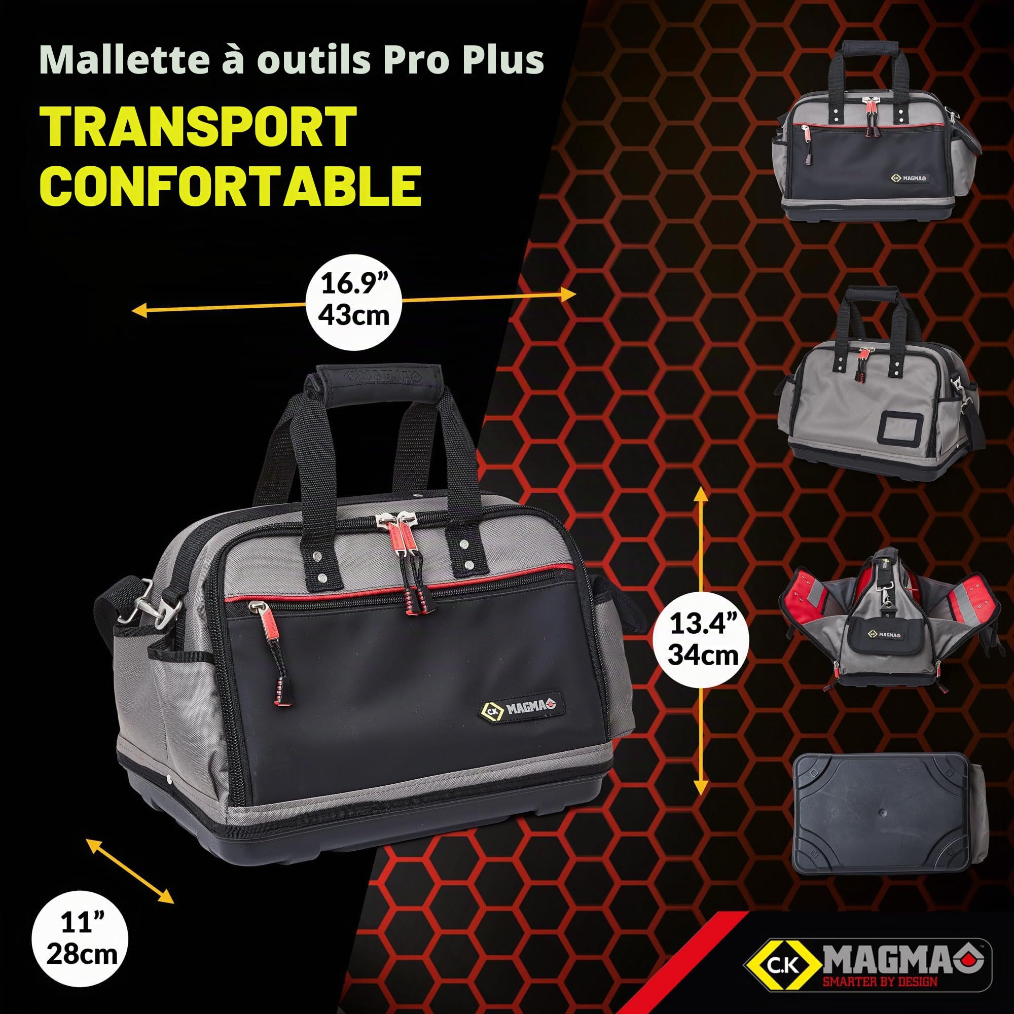 C.K Magma Malette Outils Plus, Sac à Outils Vide de Electricien, Base Résistante à L'eau, Caisse a Outil de Technicien, Sacoche a Outillage, Boite de Rangement, Valise d'outils, Trousse, MA2640