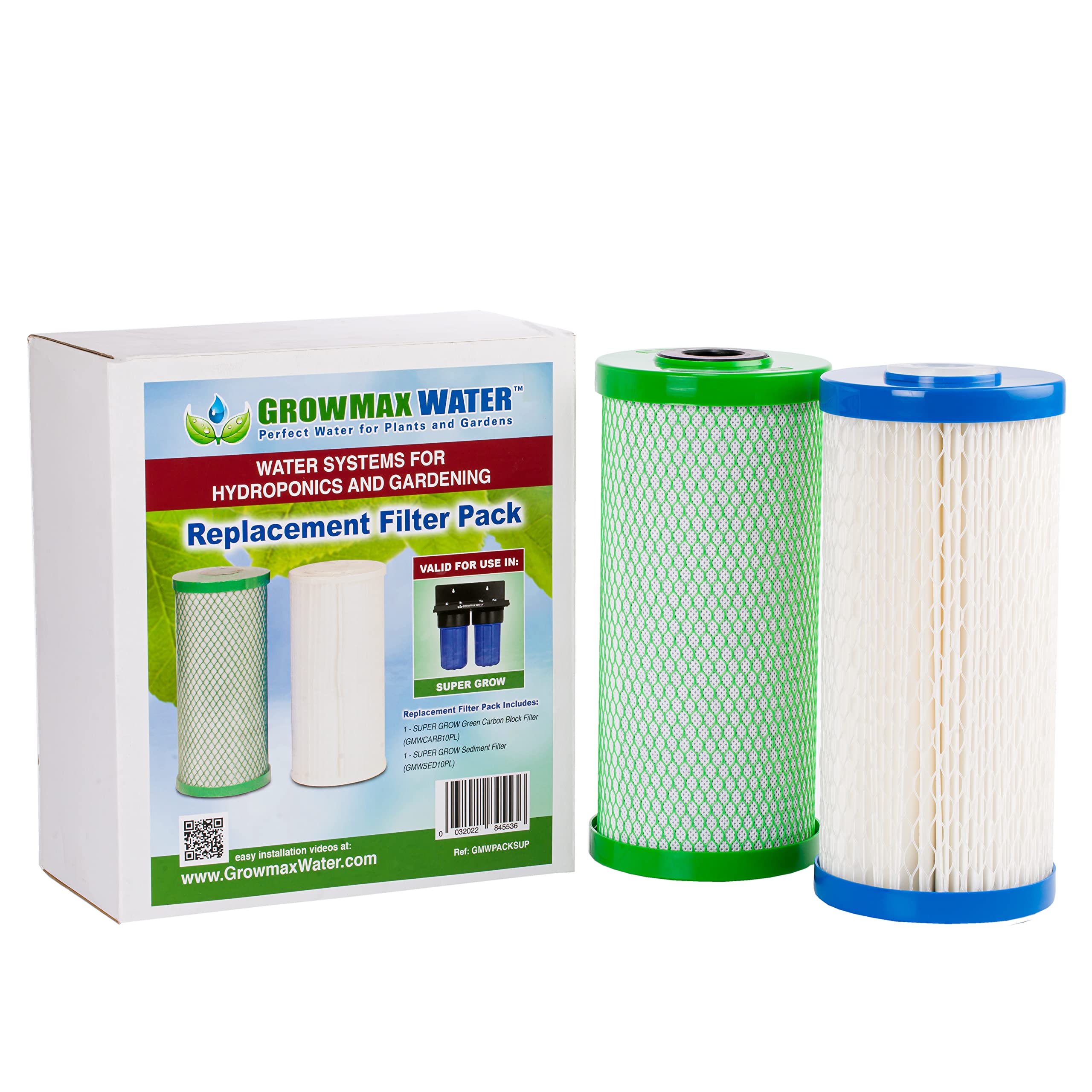 Pack Filtros Super Grow 800. Pack de 2 Filtros de alta capacidad. Ideal para uso en pequeños jardines, viveros y cultivos. GrowMax Water.