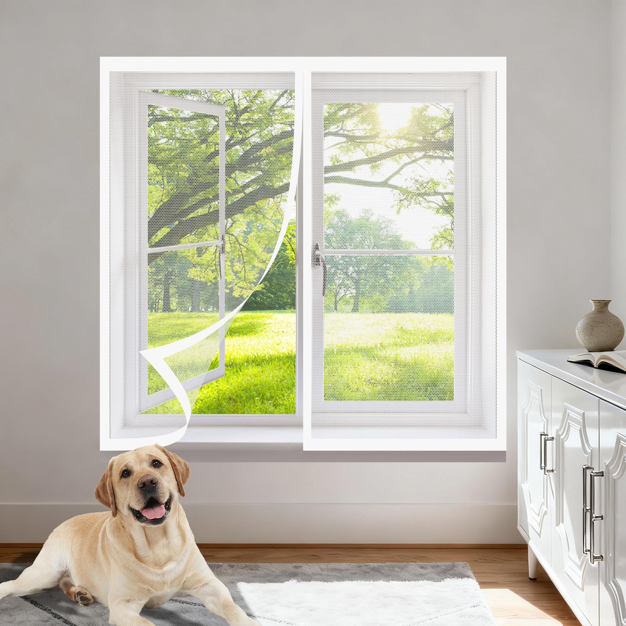 Moustiquaire magnétique fenêtre 185x120 cm à fermeture automatique et étanche