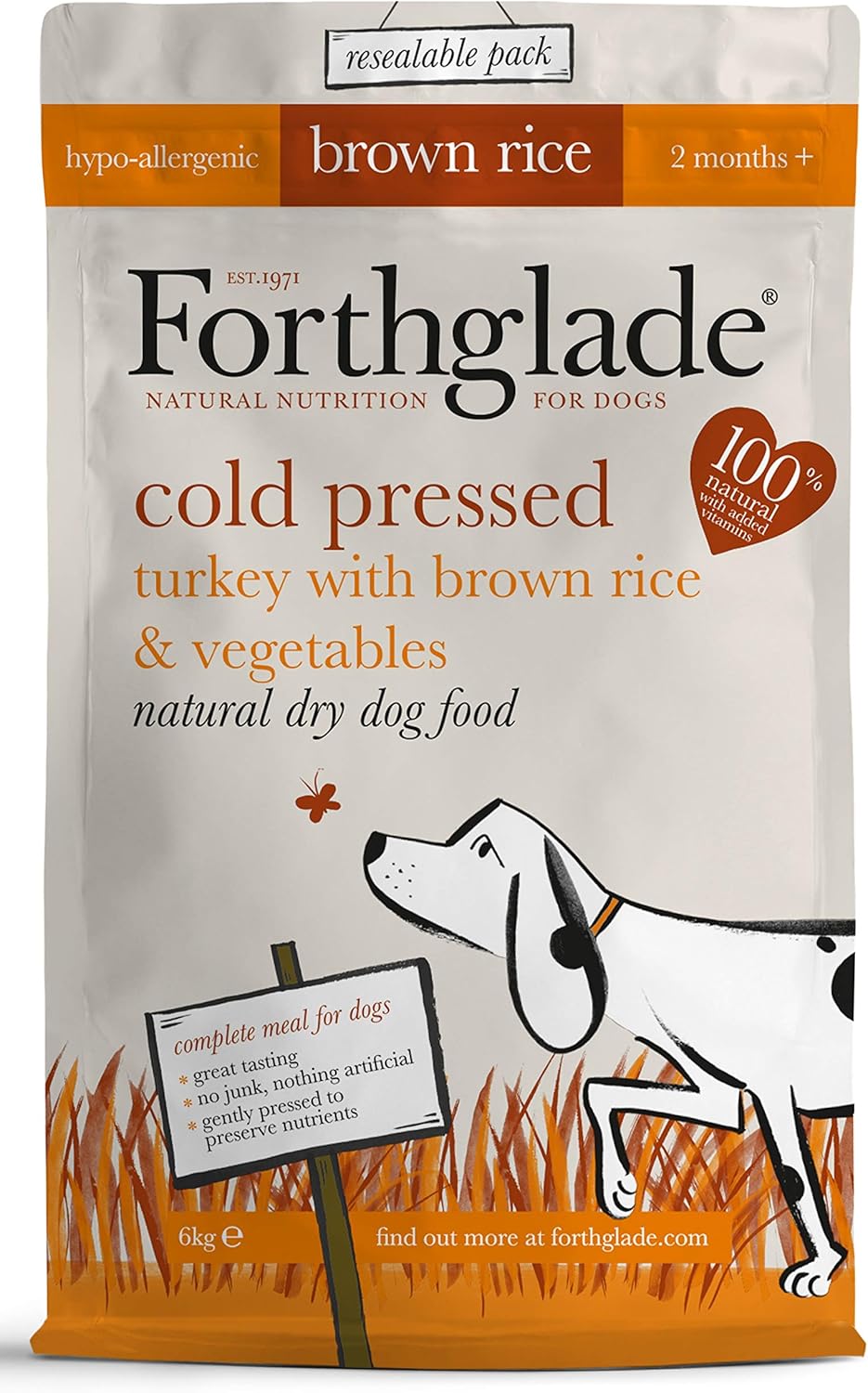 Forthglade 100 Natural Dog Food Cold Pressed Dry Dog Food with Turkey