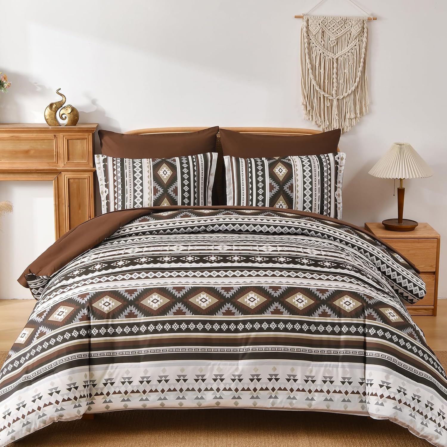 Dinjoy Boho Dark Brown Comforter Set