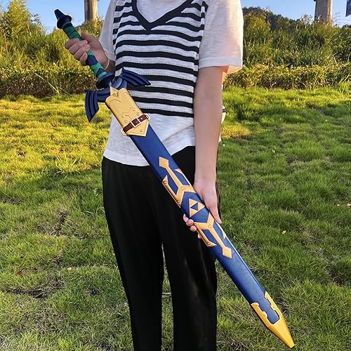 Miniatura 6 de Wuton Legend of Zelda Master - Espada de eslabones de metal completo, réplica de hoja azul de acero inoxidable 11, espada real de 43 pulgadas,