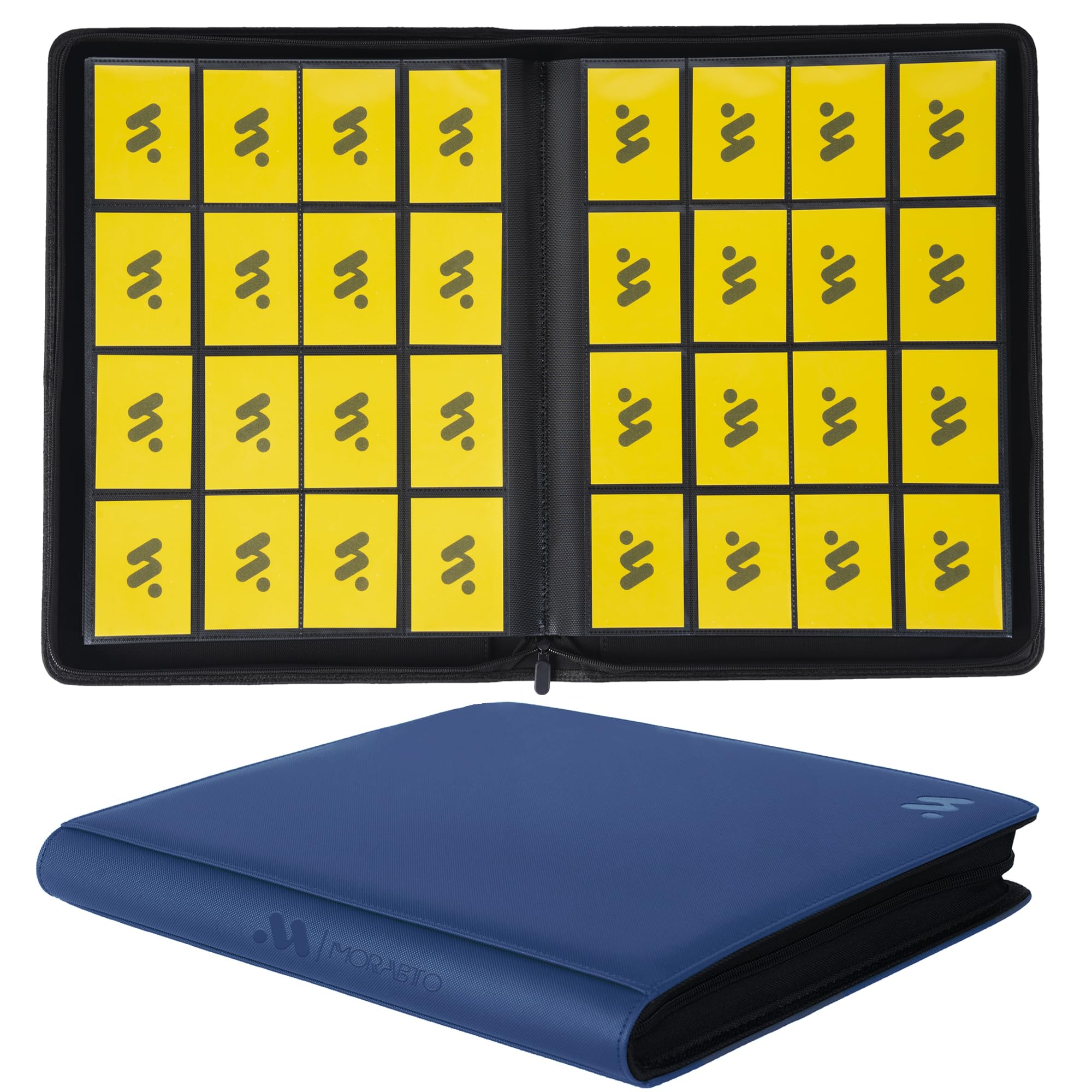 MORABTO Card Binder 16 Pocket,Trading Card Binder Holds up to 1408 Cards with 44 Sleeves,Zipper Card Holder Album Compatible with TCG Card/Game Cards/Sports Card-Blue