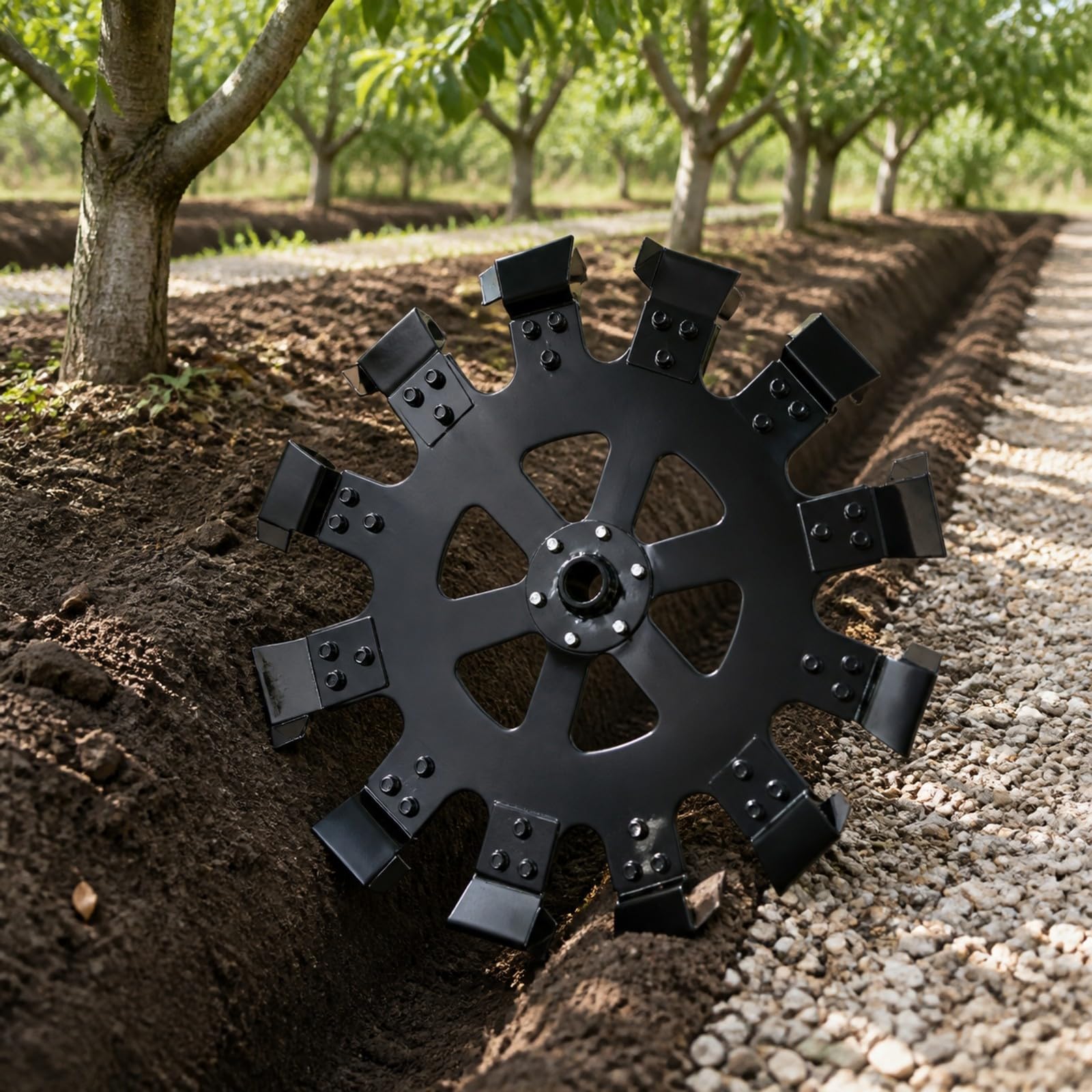 perfk Disco Cultivador Engrosado Herramienta | Resistente Al sgaste, Rueda Zanjado Acero Manganeso, Disco Cultivador, para jardín, Jardineros, Rojo