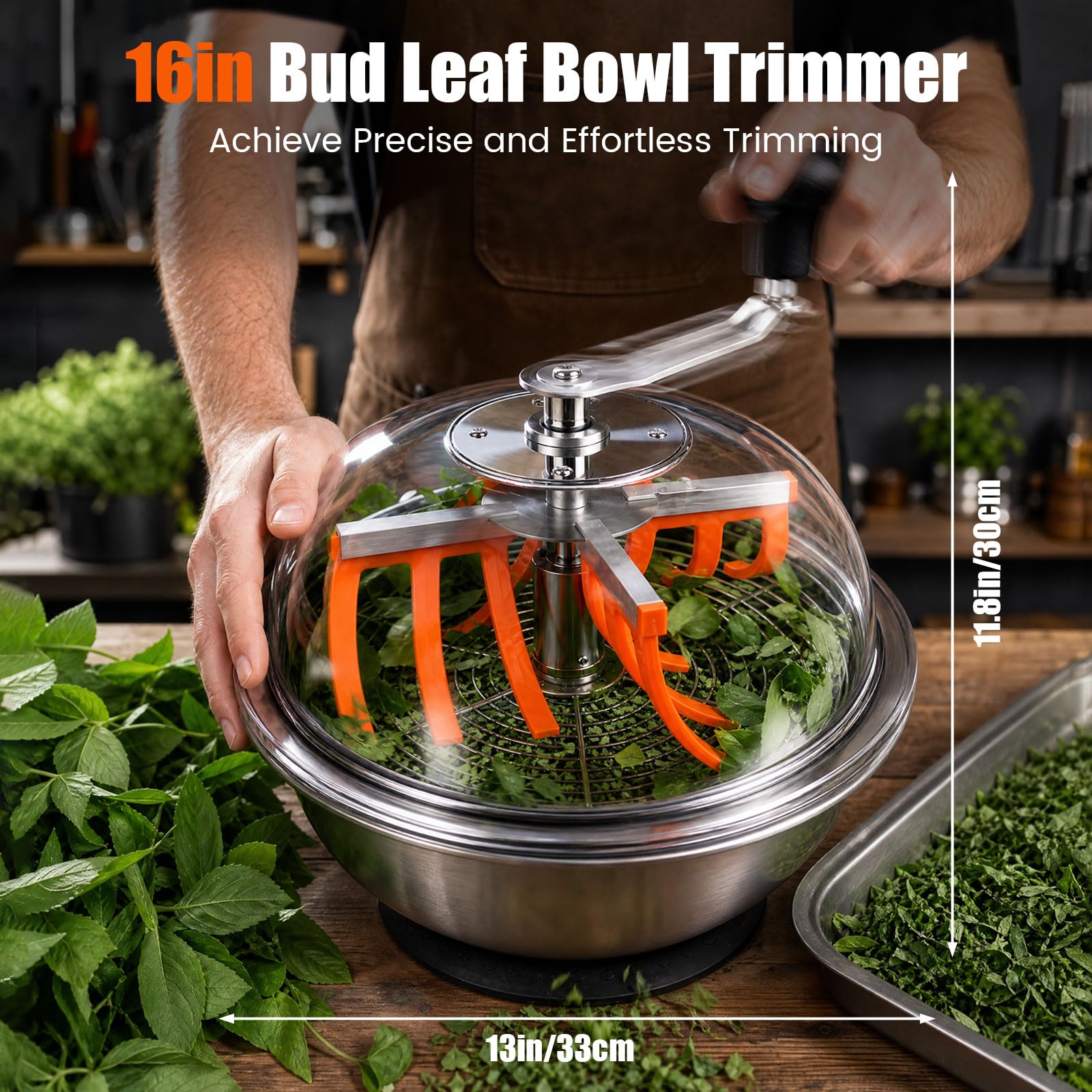 Erntemaschine Bowl, 13 Zoll BowlTrimmer Maschine Twisted Spin Cut für Pflanzenknospen und Blume mit scharfen Edelstahlklingen und Beschneidungsscheren für Gartenarbeit