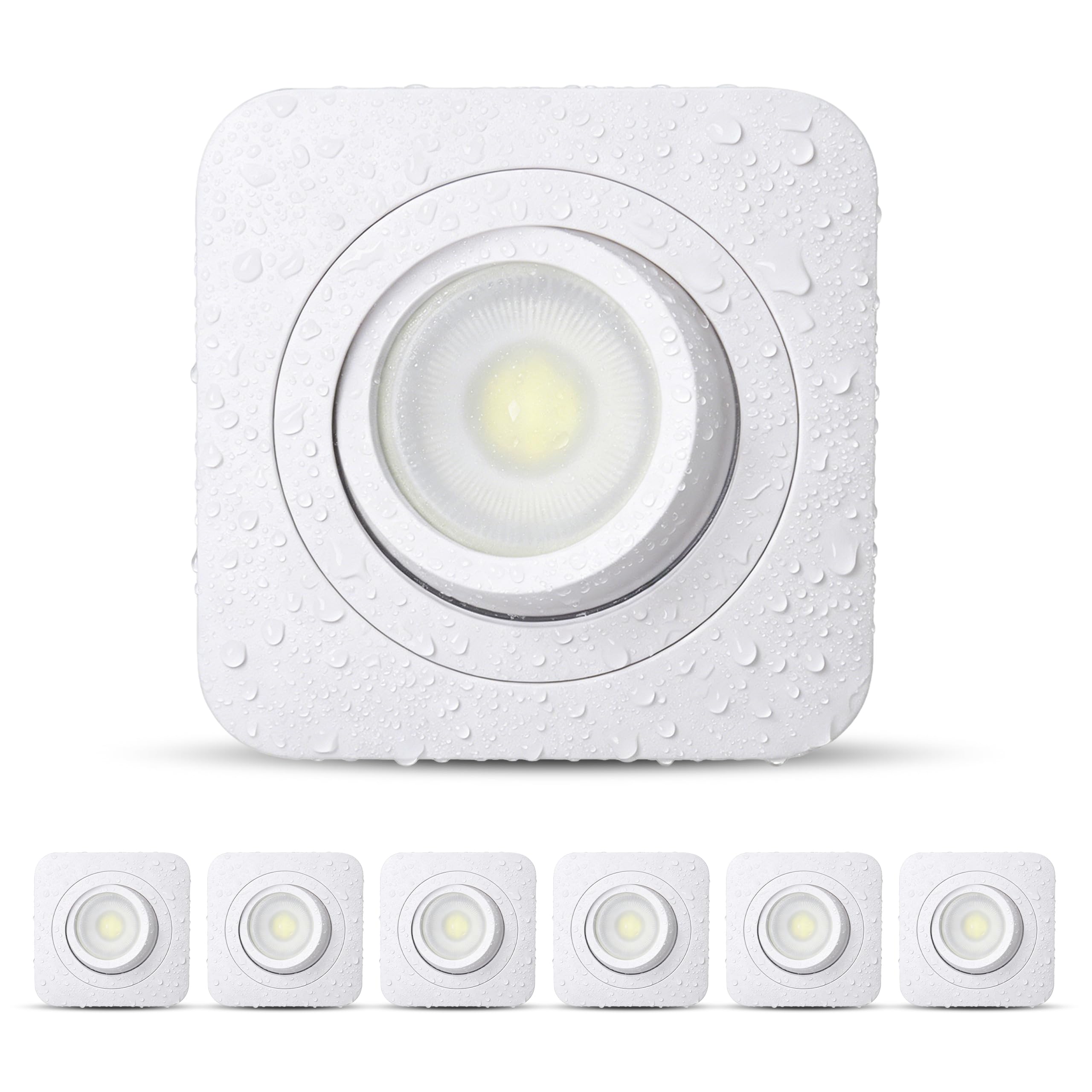 Spot Led Encastrable Dimmable Orientable, 5W 550LM Spot Salle de Bain IP65, Spots de Plafond Carrés, 230V Spots LED Blanc Chaud/Blanc Neutre/Blanc Froid Réglable, Ø78mm CRI90+