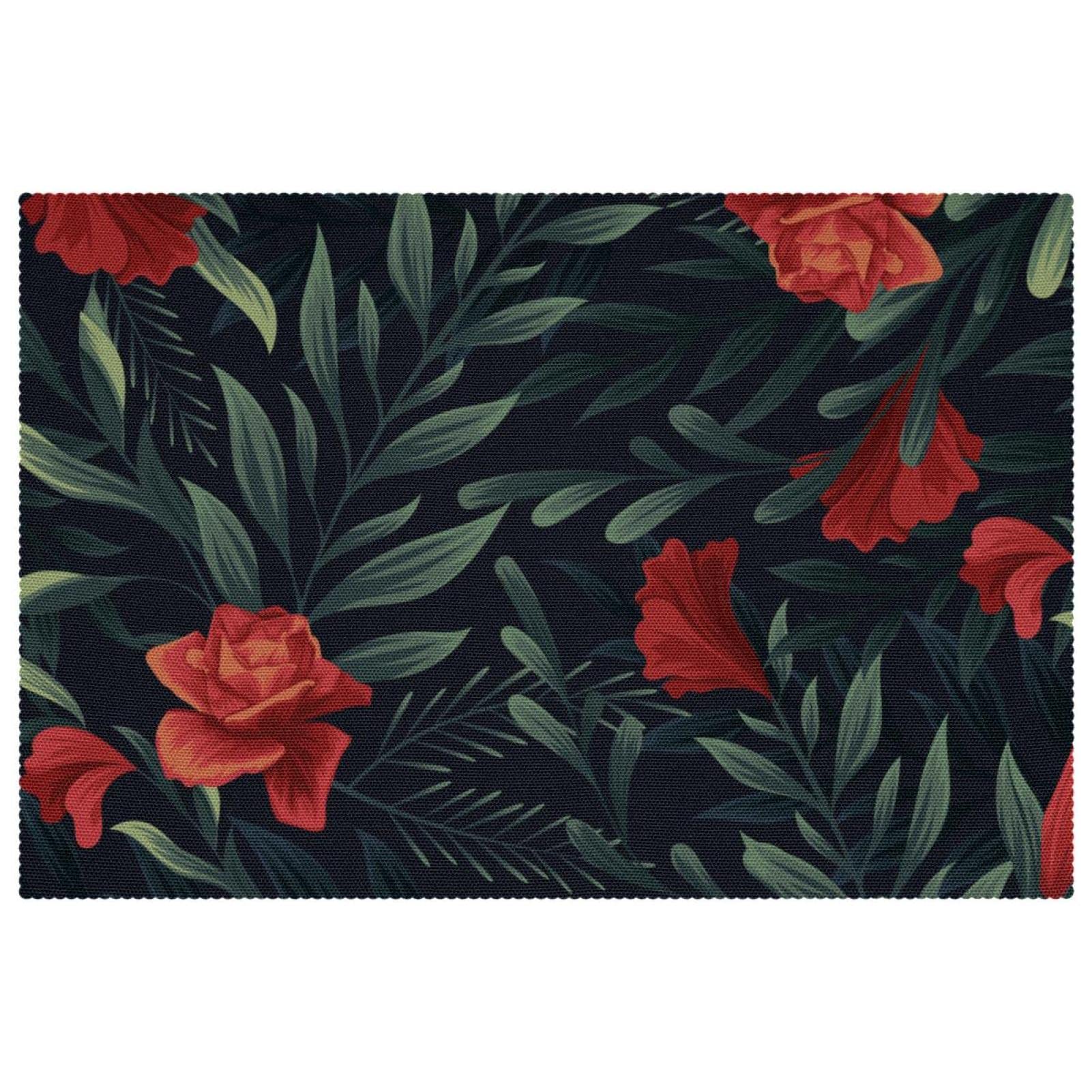 Sets de table fleurs tropicales pour éviter les taches et plats chauds sur le bois