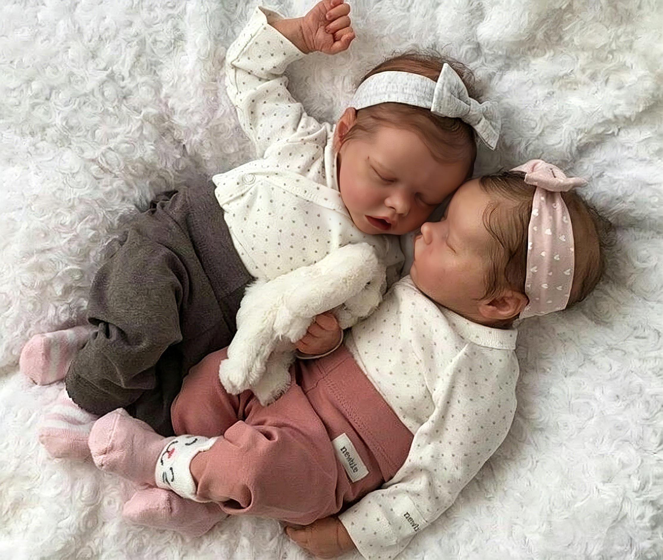 RXDOLL Reborn Lalki bliźniaki silikonowe winylowe na całe ciało, 45 cm, prawdziwie wyglądające noworodki, lalki dla chłopców i dziewczynek, realistyczne lalki niemowlęce, które wyglądają naprawdę