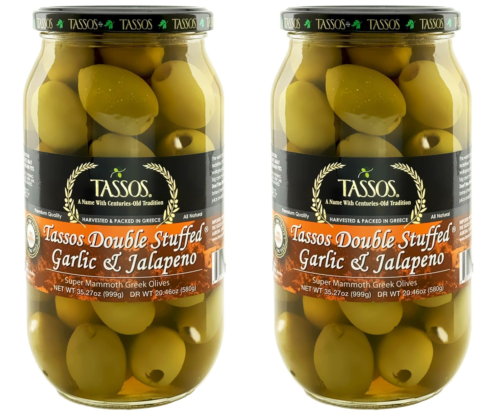 Amazon.com: Tassos Double Stuffed Jalapeno and Garlic Olives, 1