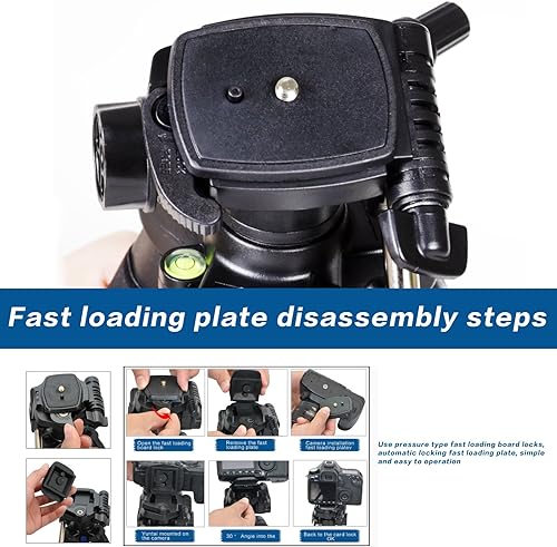 Miniatura 5 de Zomei Z666 Trípode de aluminio profesional portátil con cabeza panorámica y bolsa de transporte para cámaras réflex digitales DV videocámaras