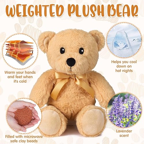 Miniatura 3 de Hungdao Animal de peluche de oso de 9 pulgadas, calentable para microondas, con aroma a lavanda, para adultos y niños, relajante, baby shower,