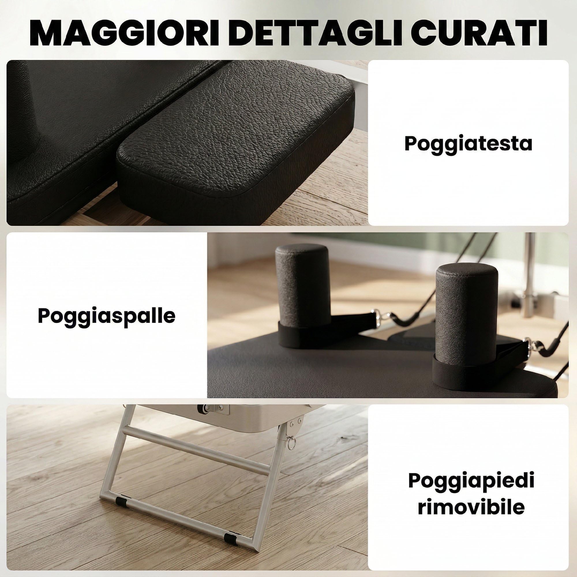 SPORTNOW Reformer Pilates per Casa Pieghevole con Resistenza Regolabile, Macchina Pilates Reformer con Barra Poggiapiedi e Sistema Pulegge Regolabile, Molle, Allenamento Palestra Casa Principianti