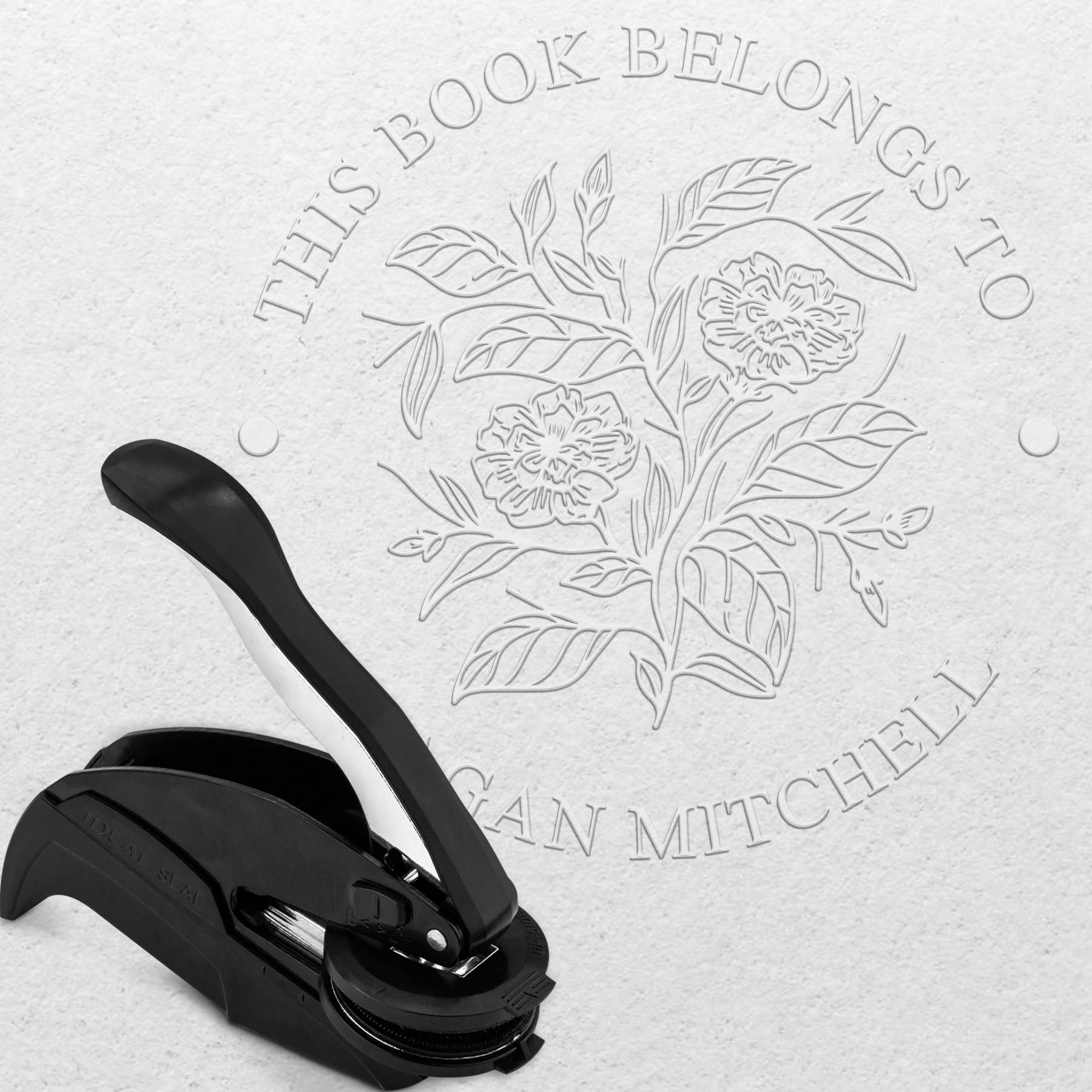Custom Library Embosser Stamp - EMB076 - Includes 50 Gold Seals - Perfect for Customizing Books, Ex Libris, Personalized Journals and More.