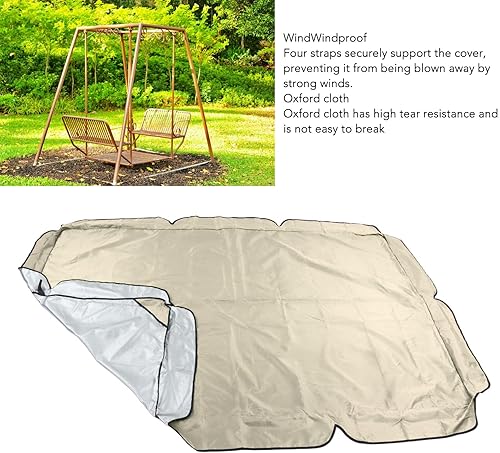 Miniatura 6 de Fdit Toldo de repuesto para columpio, toldo ajustable de 3 plazas para exteriores, 600D, revestimiento plateado, tela Oxford, cubierta superior