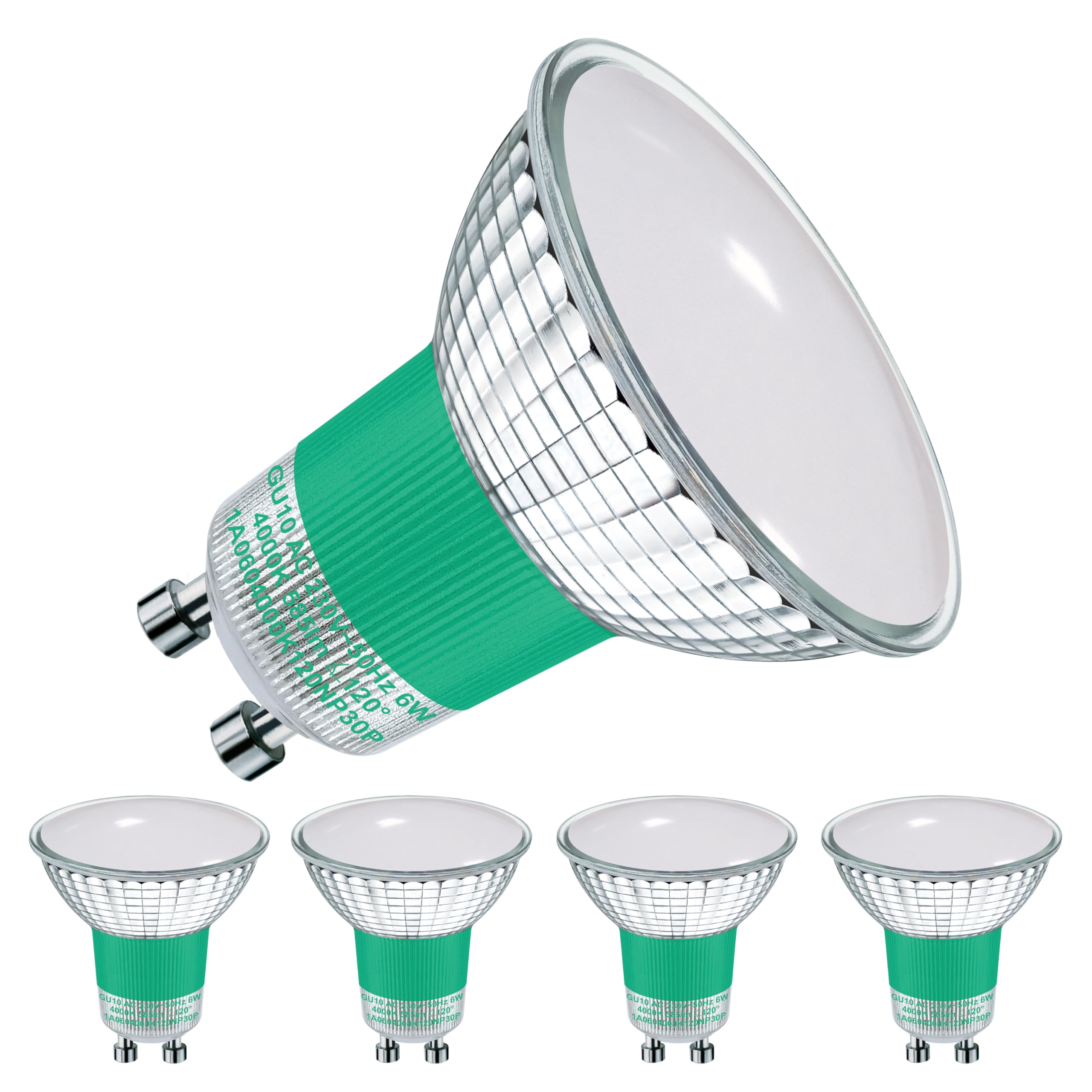 EACLL GU10 LED Lampen, 4/6/10er-Pack, 2700K 3000K 4000K 6000K 6W Ersetzt Halogen Leuchtmittel, Flimmerfrei, Abstrahlwinkel 120°, Nicht Dimmbar Reflektorlampen